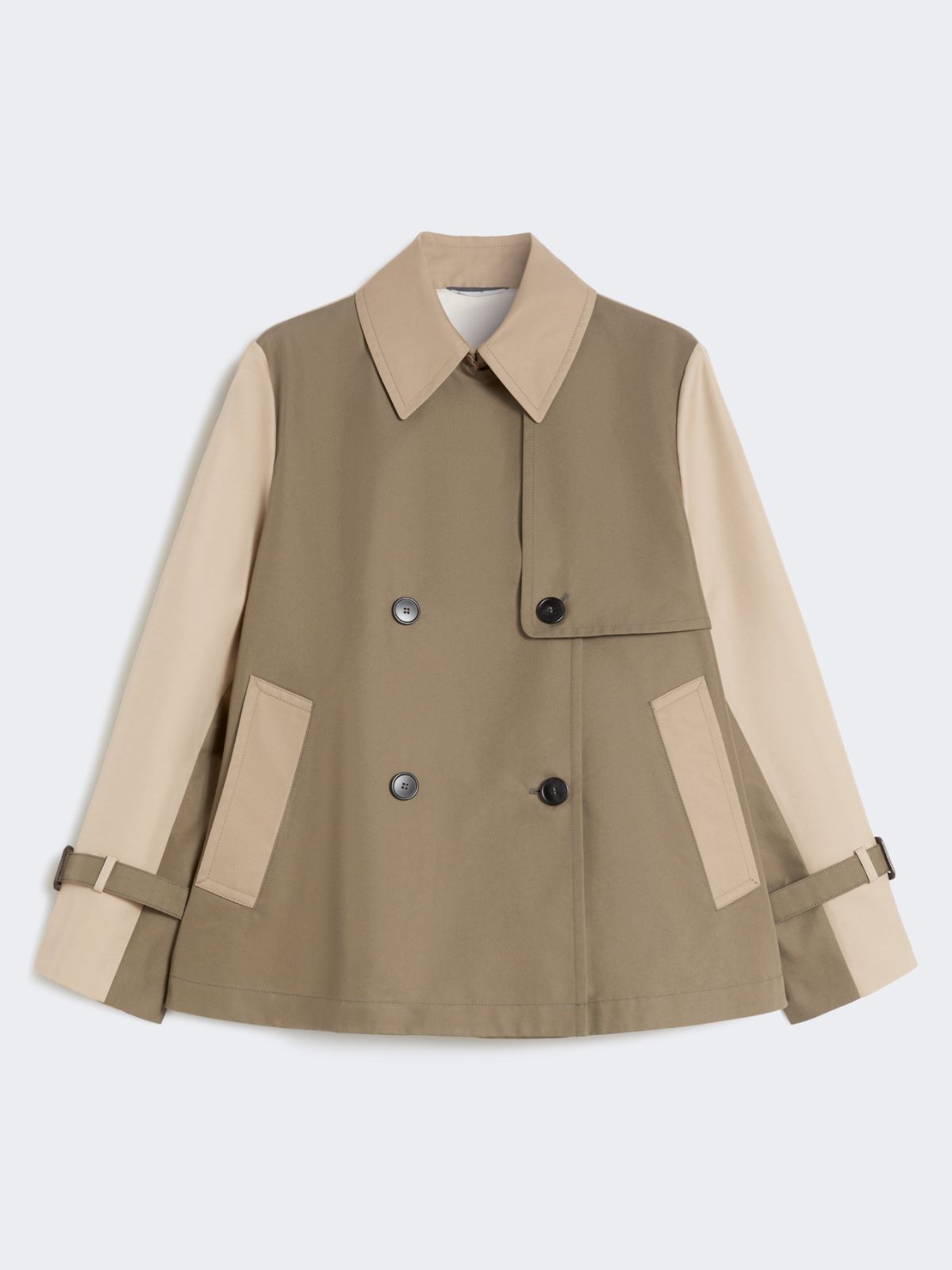 Cropped, water-repellent gabardine trench coat - MUD - Weekend - 5