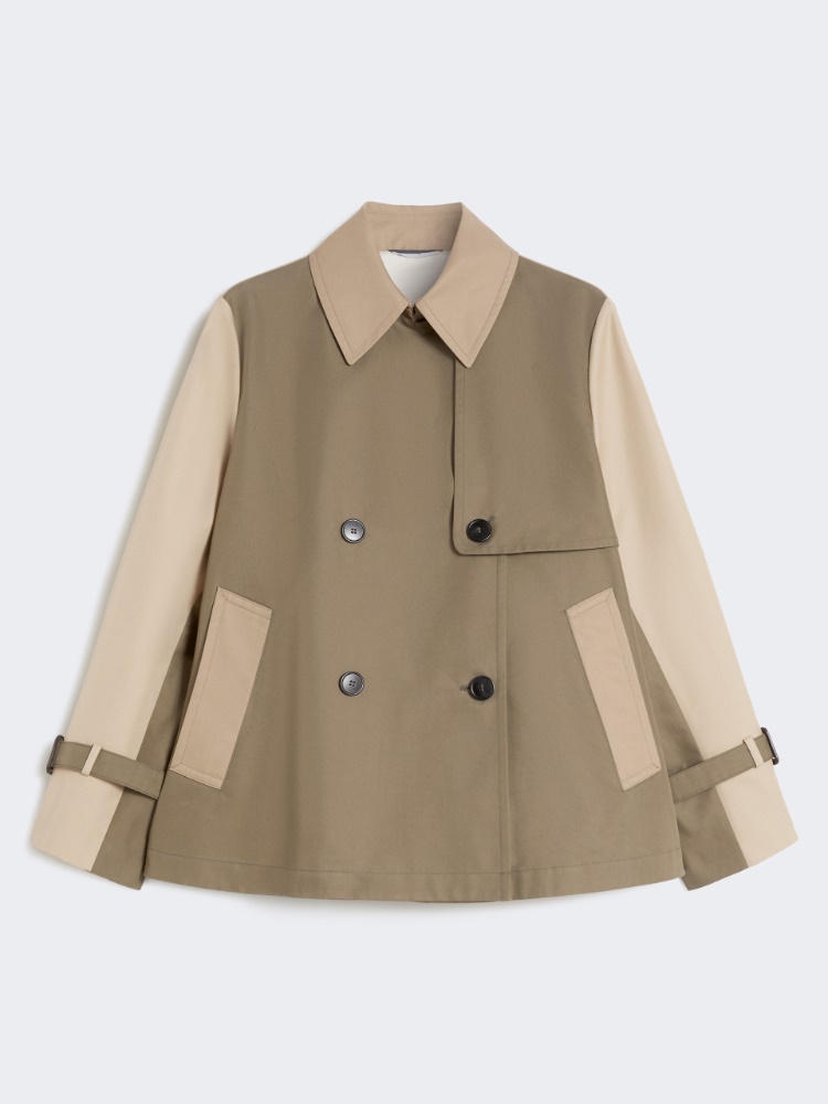 Cropped, water-repellent gabardine trench coat - MUD - Weekend - 2