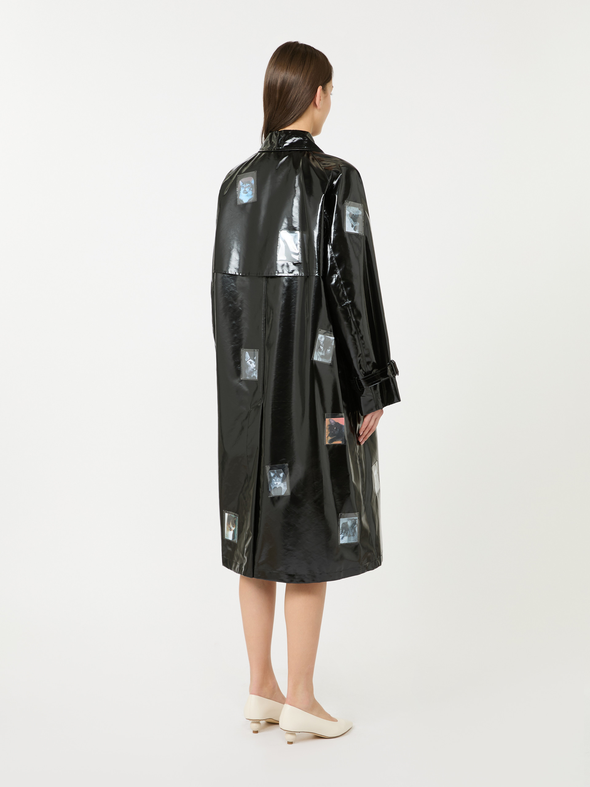 Vinyl-effect gabardine midi trench coat - BLACK - Weekend Max Mara - 3