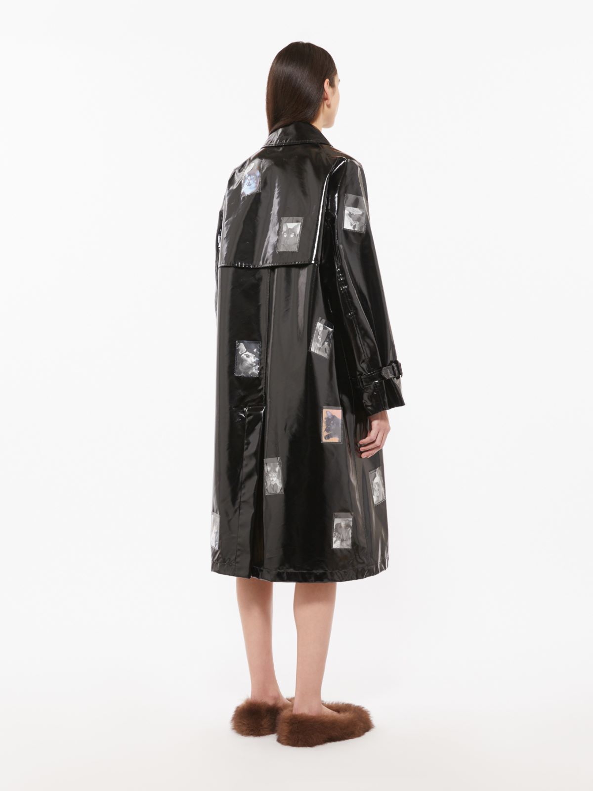 Trench midi in gabardina effetto vinile - NERO - Weekend - 3