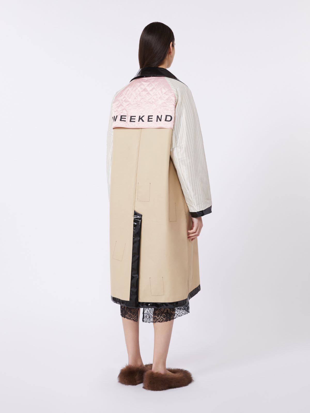 Trench midi in gabardina effetto vinile - NERO - Weekend - 5