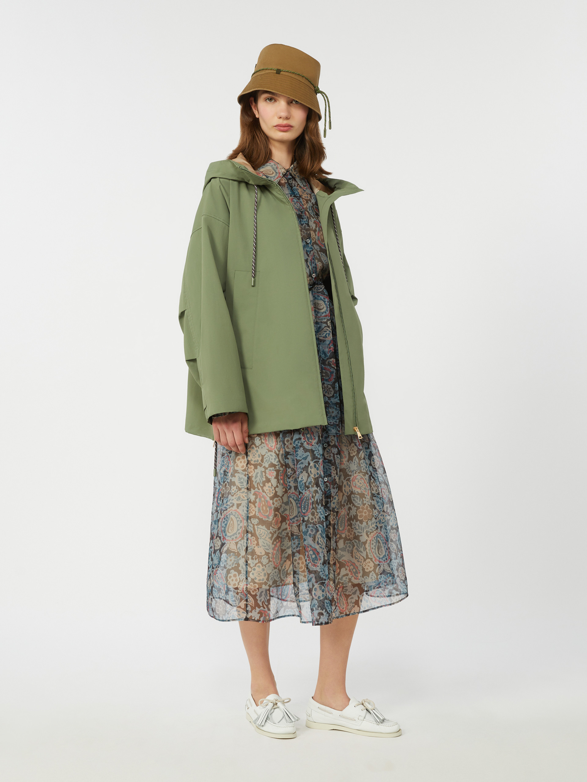 Water-repellent fabric windbreaker - OLIVE GREEN - Weekend Max Mara