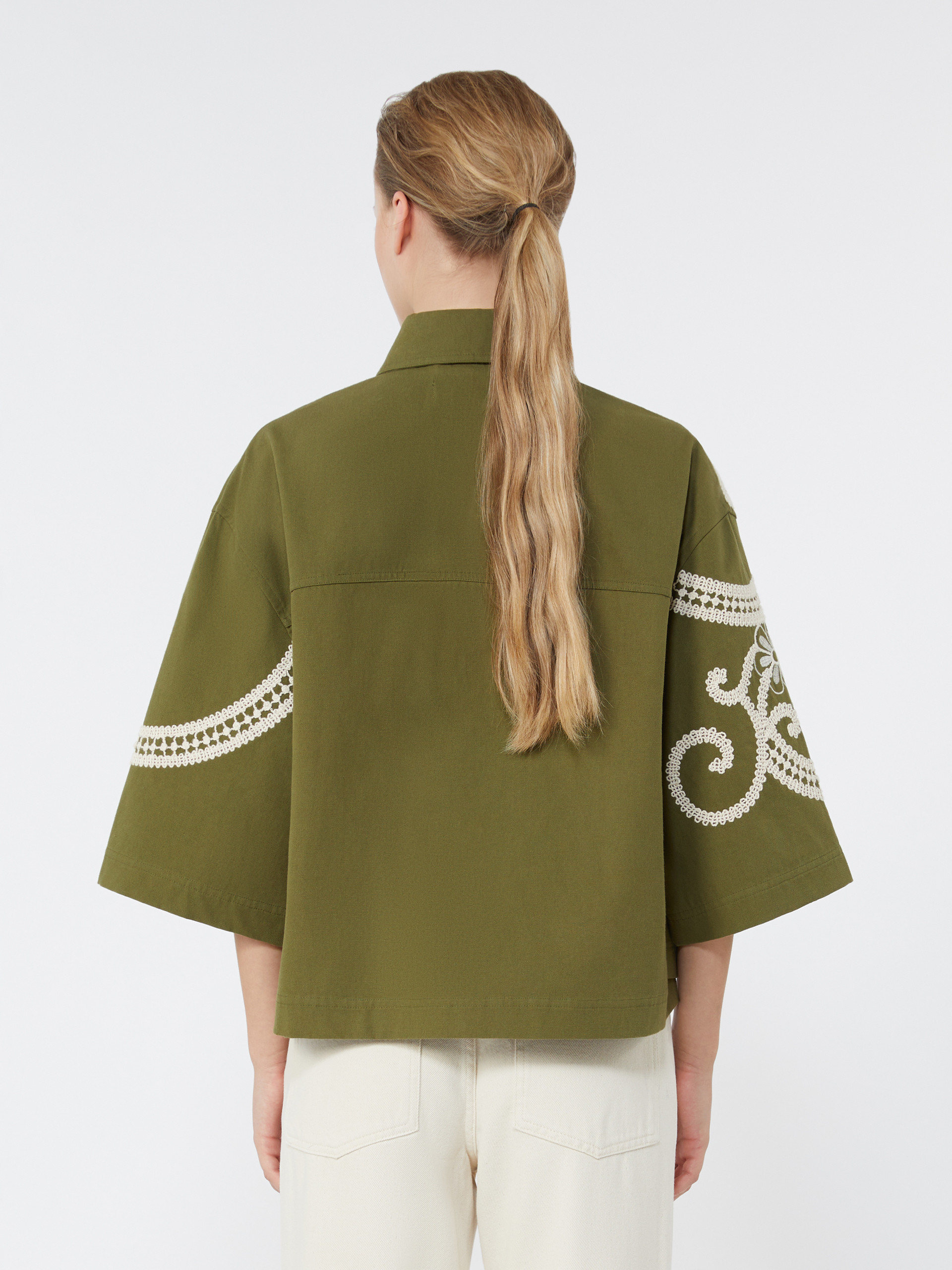 Cotton canvas jacket with embroideries - KAKI - Weekend Max Mara - 3