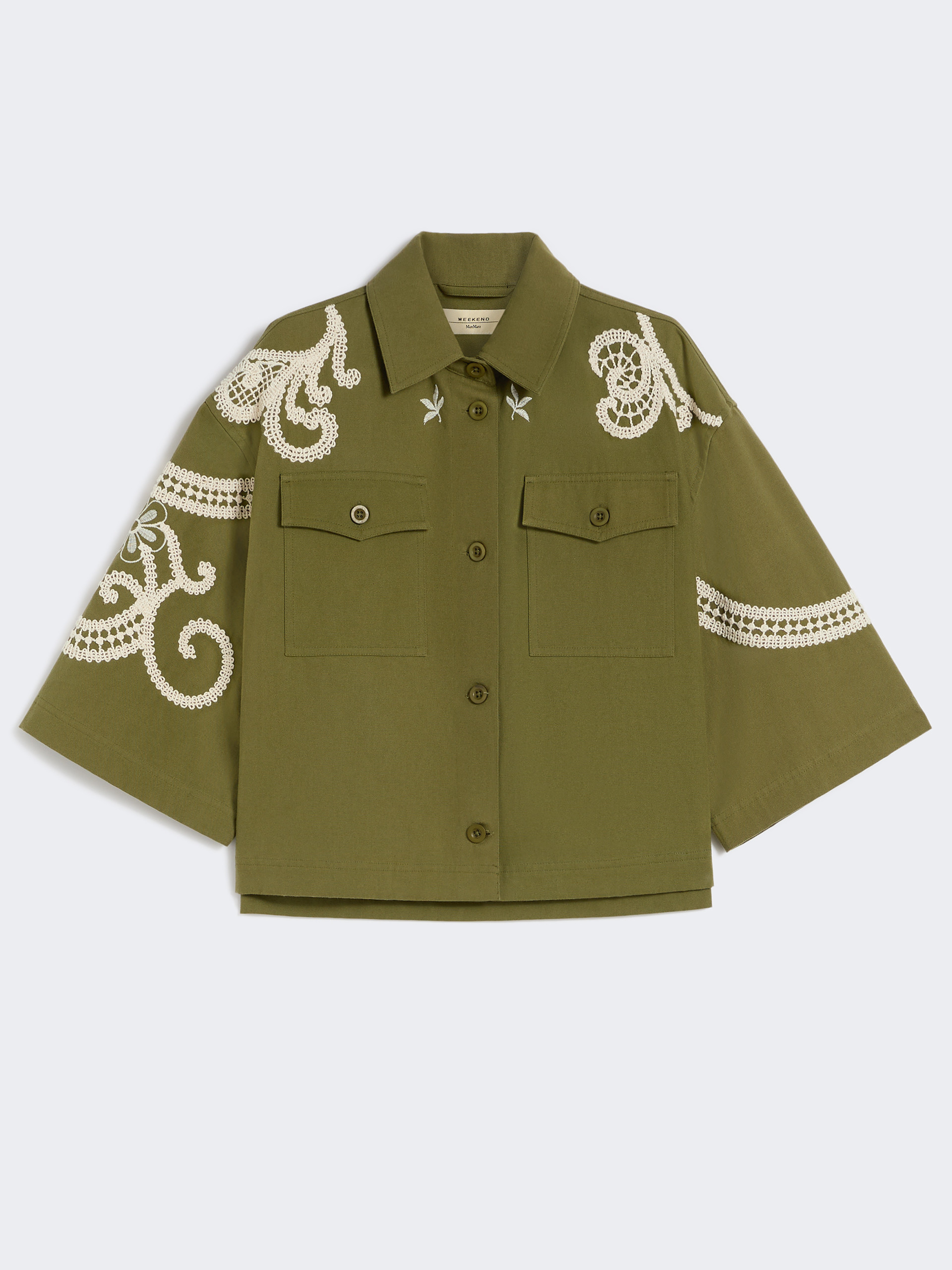 Cotton canvas jacket with embroideries - KAKI - Weekend Max Mara - 6
