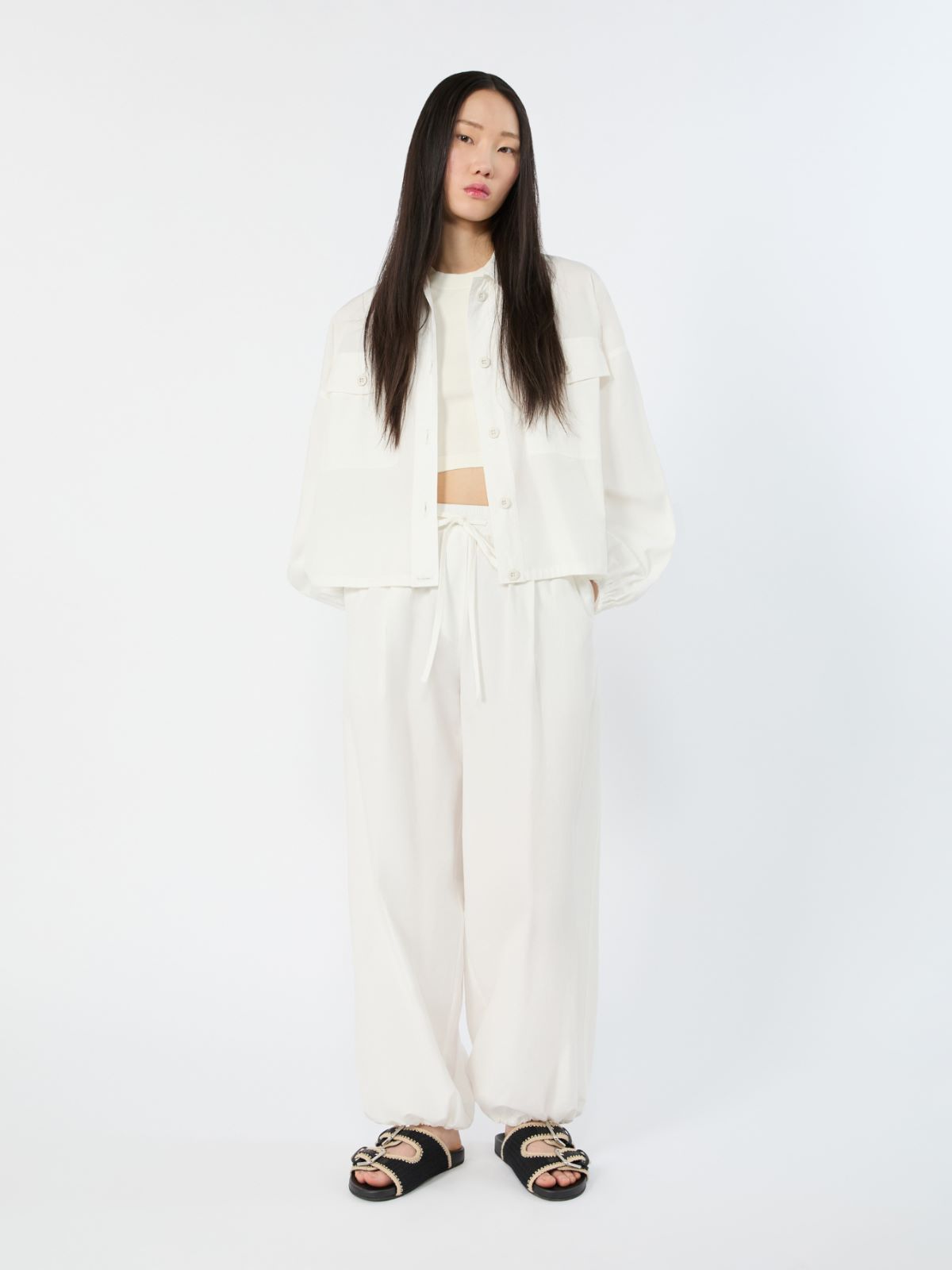 Oversized jacket in cotton poplin - IVORY - Weekend