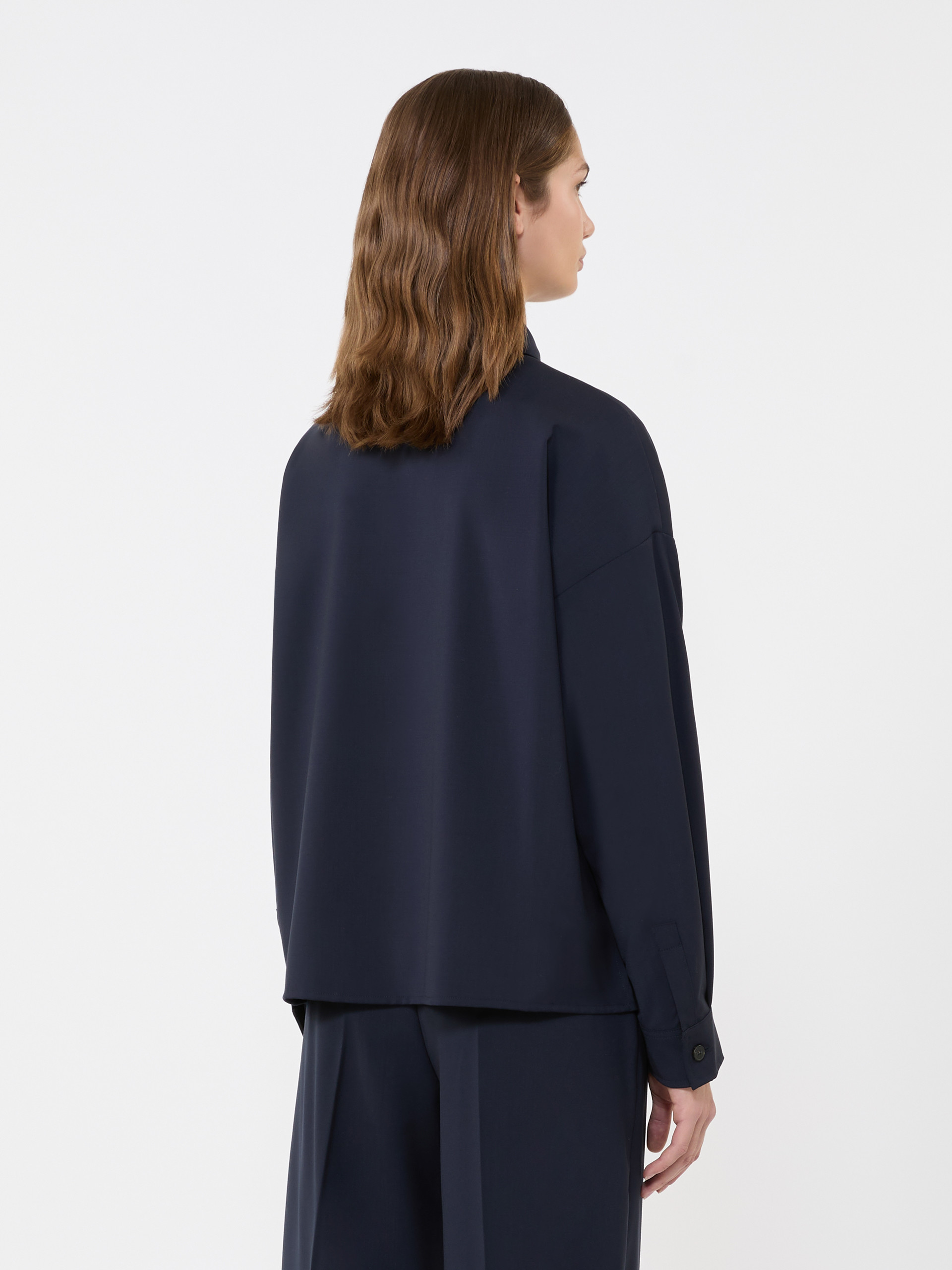 Woollen cloth cropped jacket, navy | Weekend Max Mara