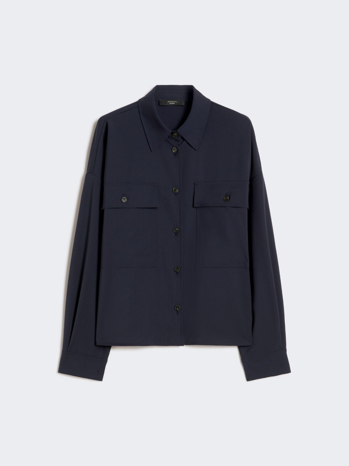 Woollen cloth cropped jacket - NAVY - Weekend - 5