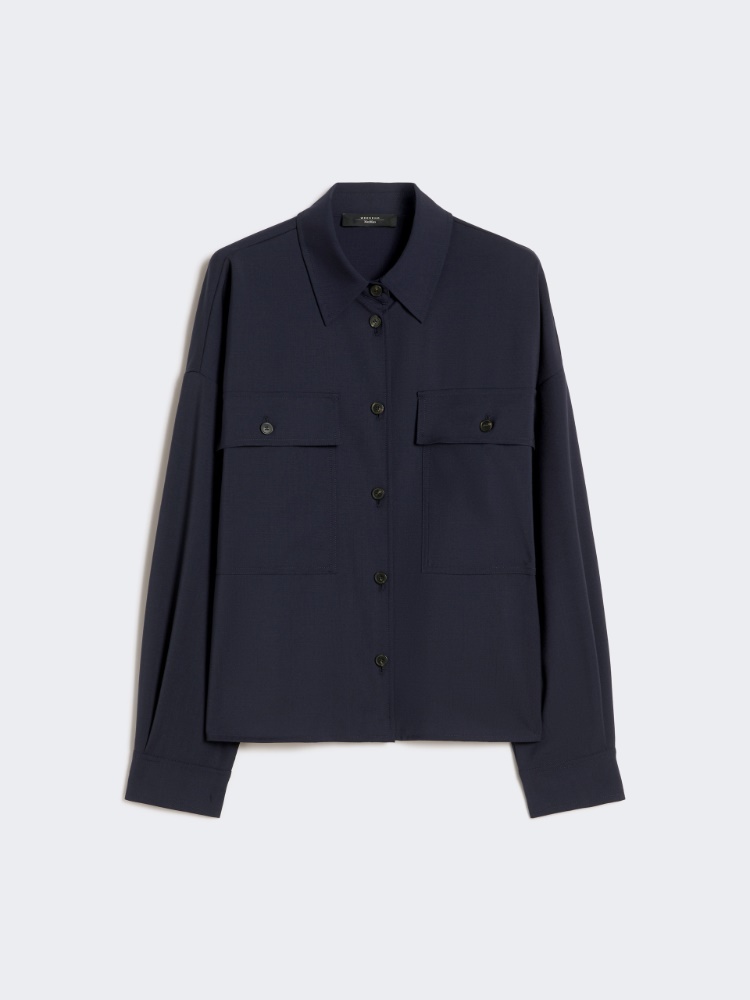 Woollen cloth cropped jacket - NAVY - Weekend - 6