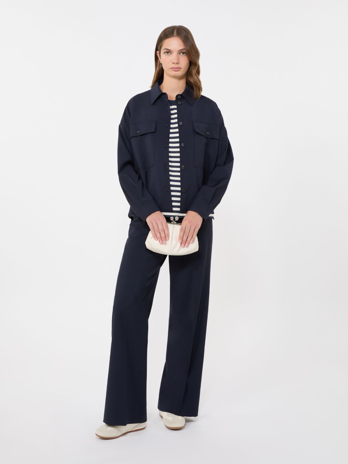 Woollen cloth cropped jacket - NAVY - Weekend