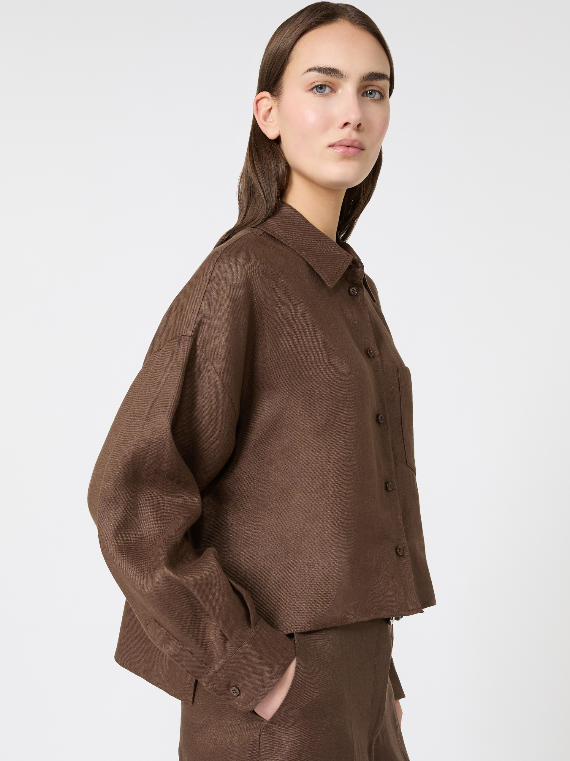 Linen canvas jacket - CHOCOLATE - Weekend Max Mara - 4