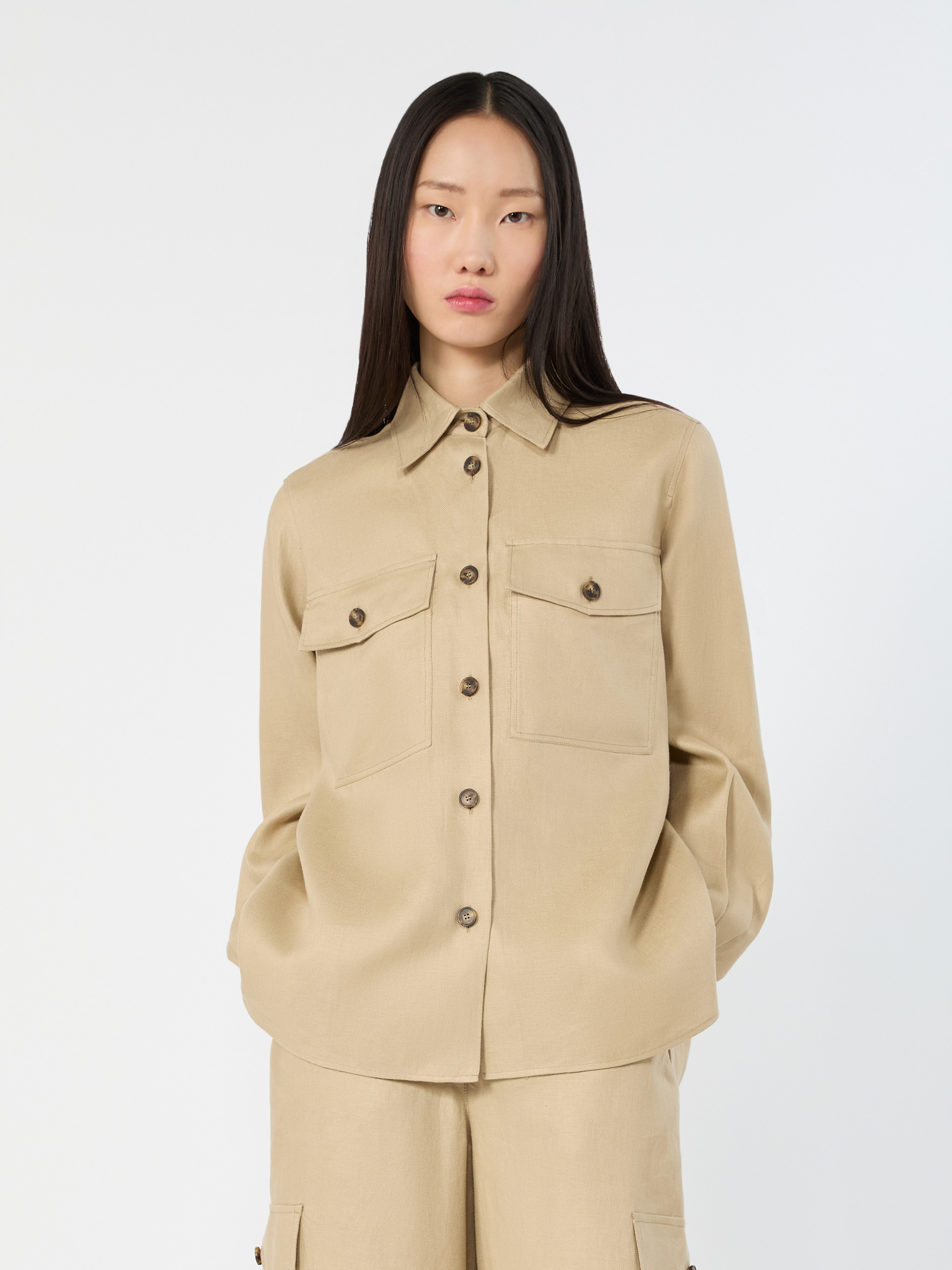 Linen workwear jacket - SAND - Weekend Max Mara - 2