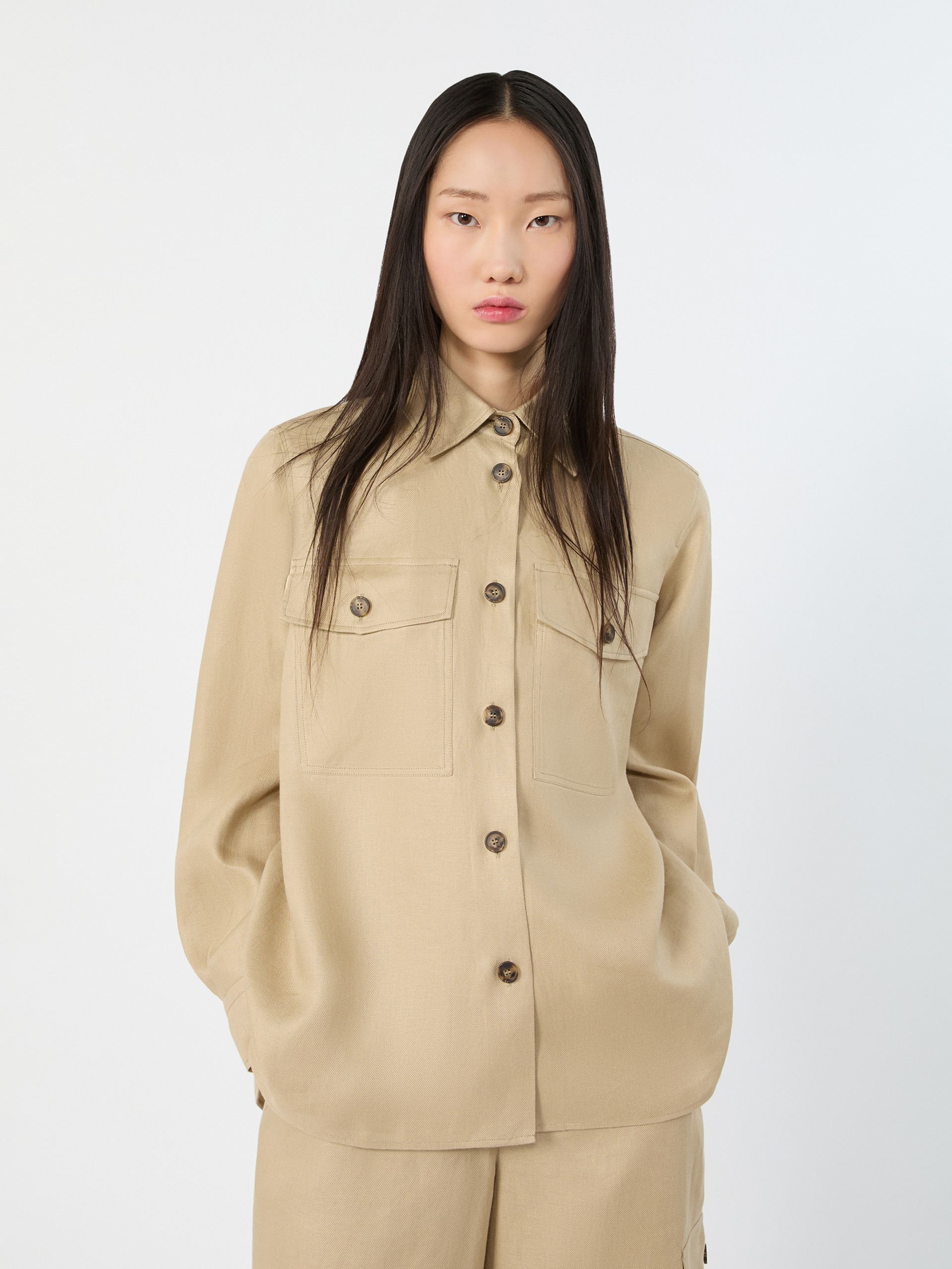 Linen workwear jacket - SAND - Weekend Max Mara - 4