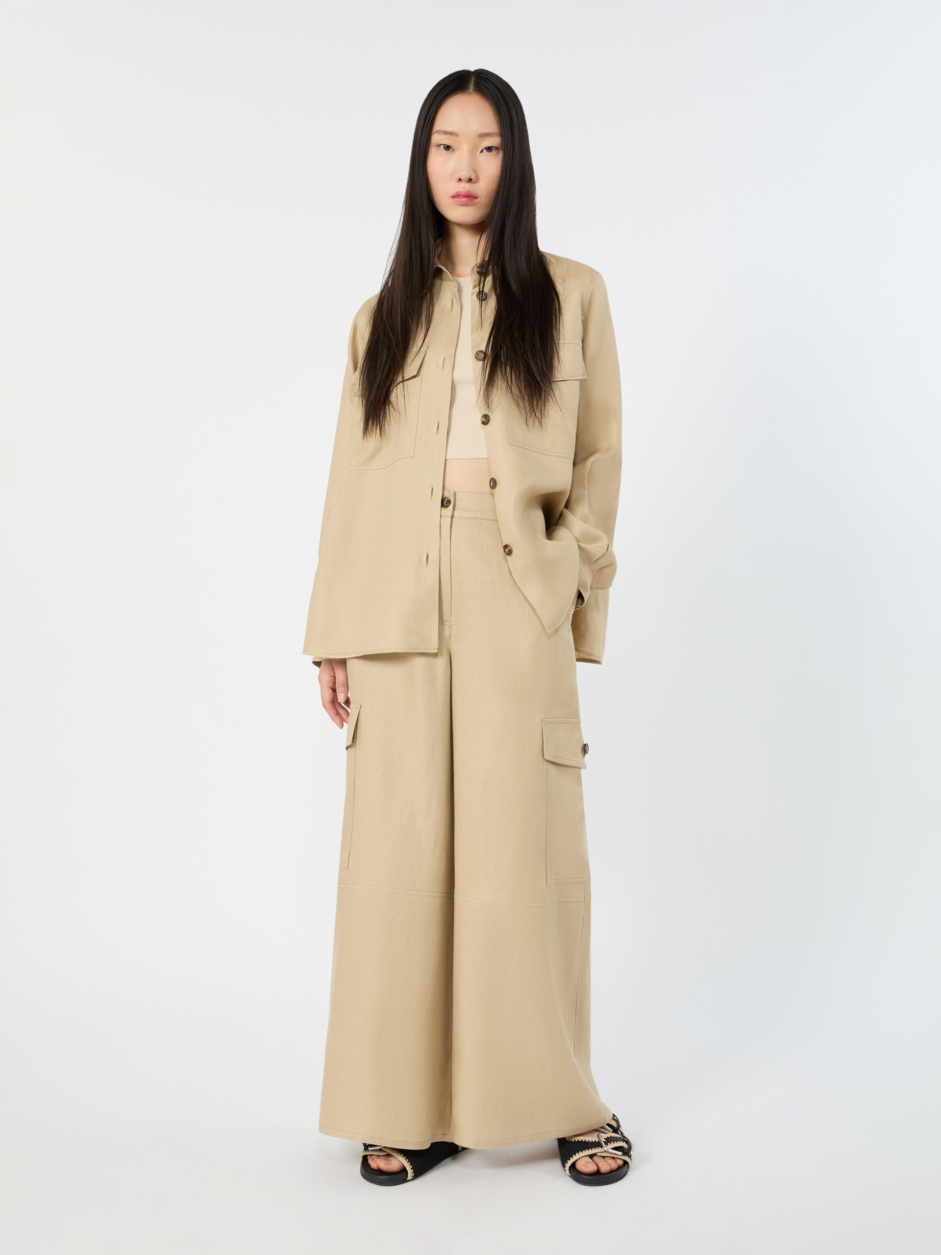 Linen workwear jacket - SAND - Weekend Max Mara