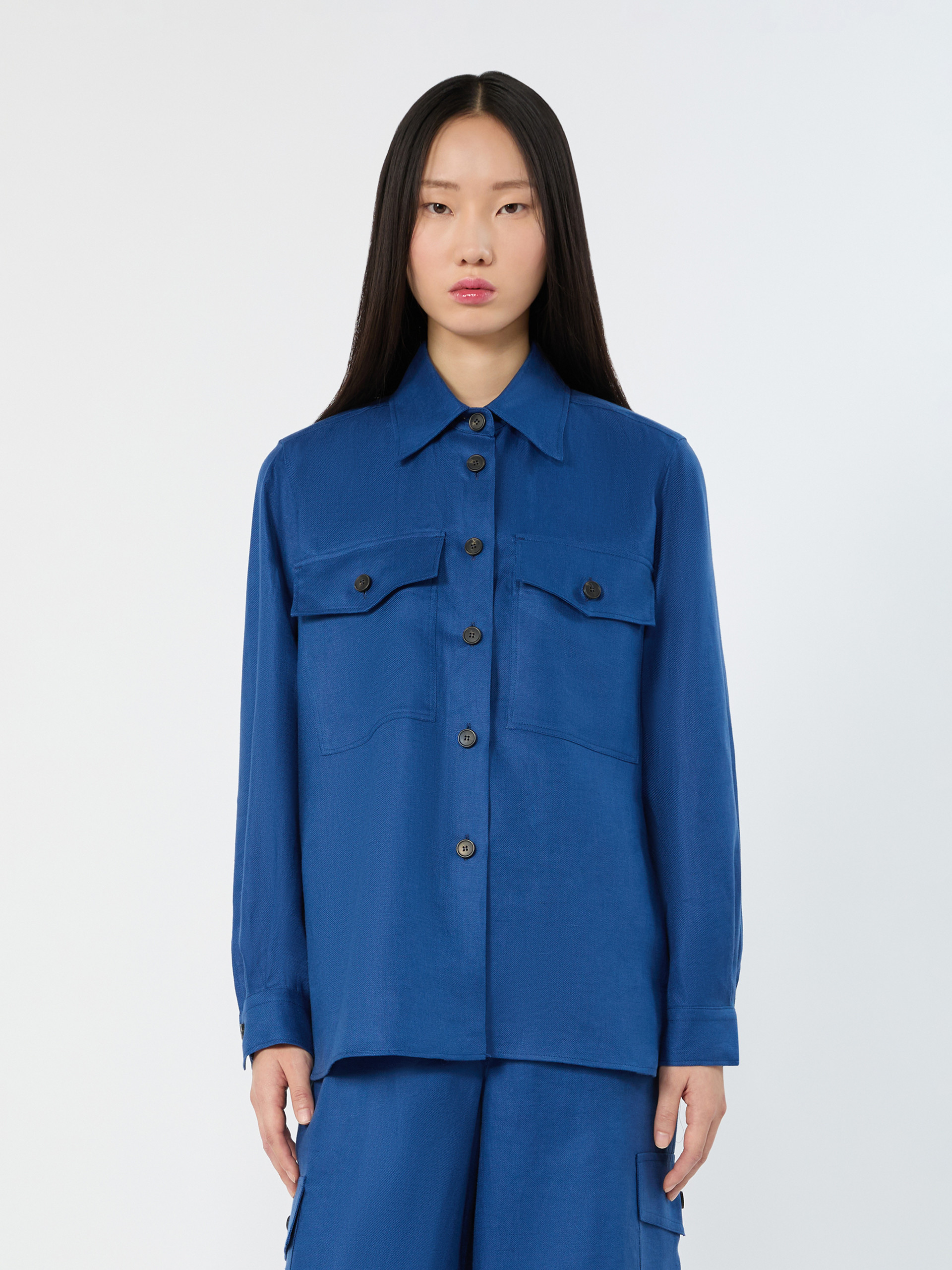 Linen workwear jacket - CORNFLOWER BLUE - Weekend Max Mara - 2