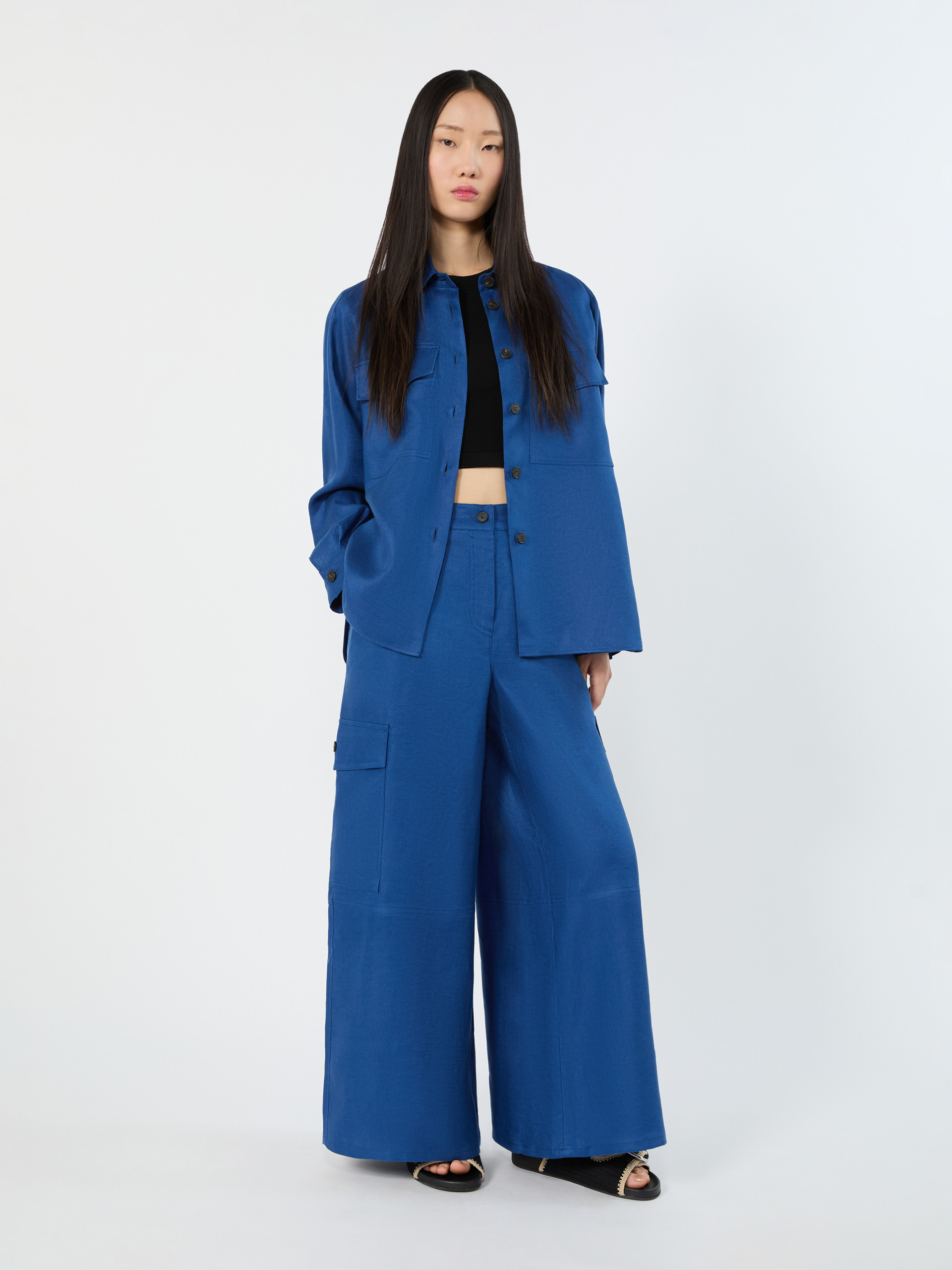 Linen workwear jacket - CORNFLOWER BLUE - Weekend Max Mara