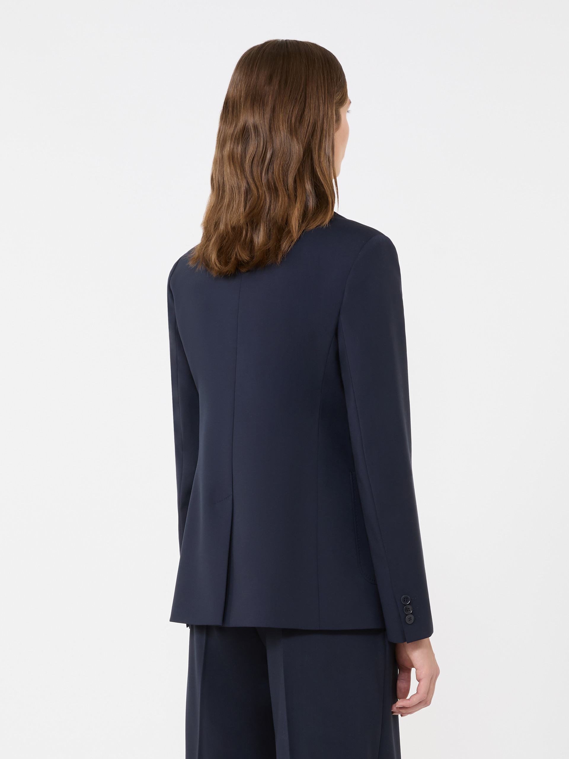 Double-breasted stretch wool blazer, navy | Weekend Max Mara