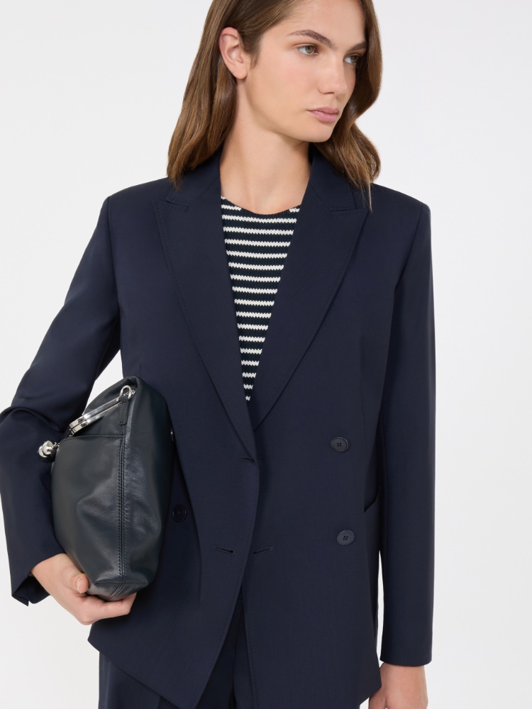 Double-breasted stretch wool blazer - NAVY - Weekend