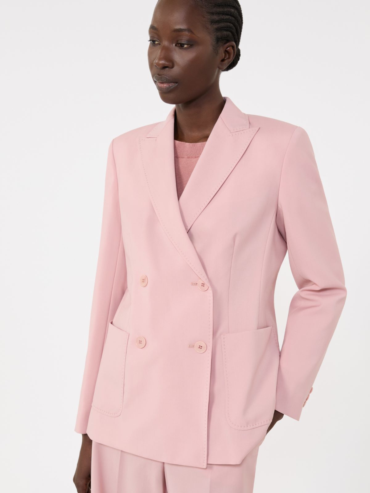 Double-breasted stretch wool blazer - ANTIQUE ROSE - Weekend - 4