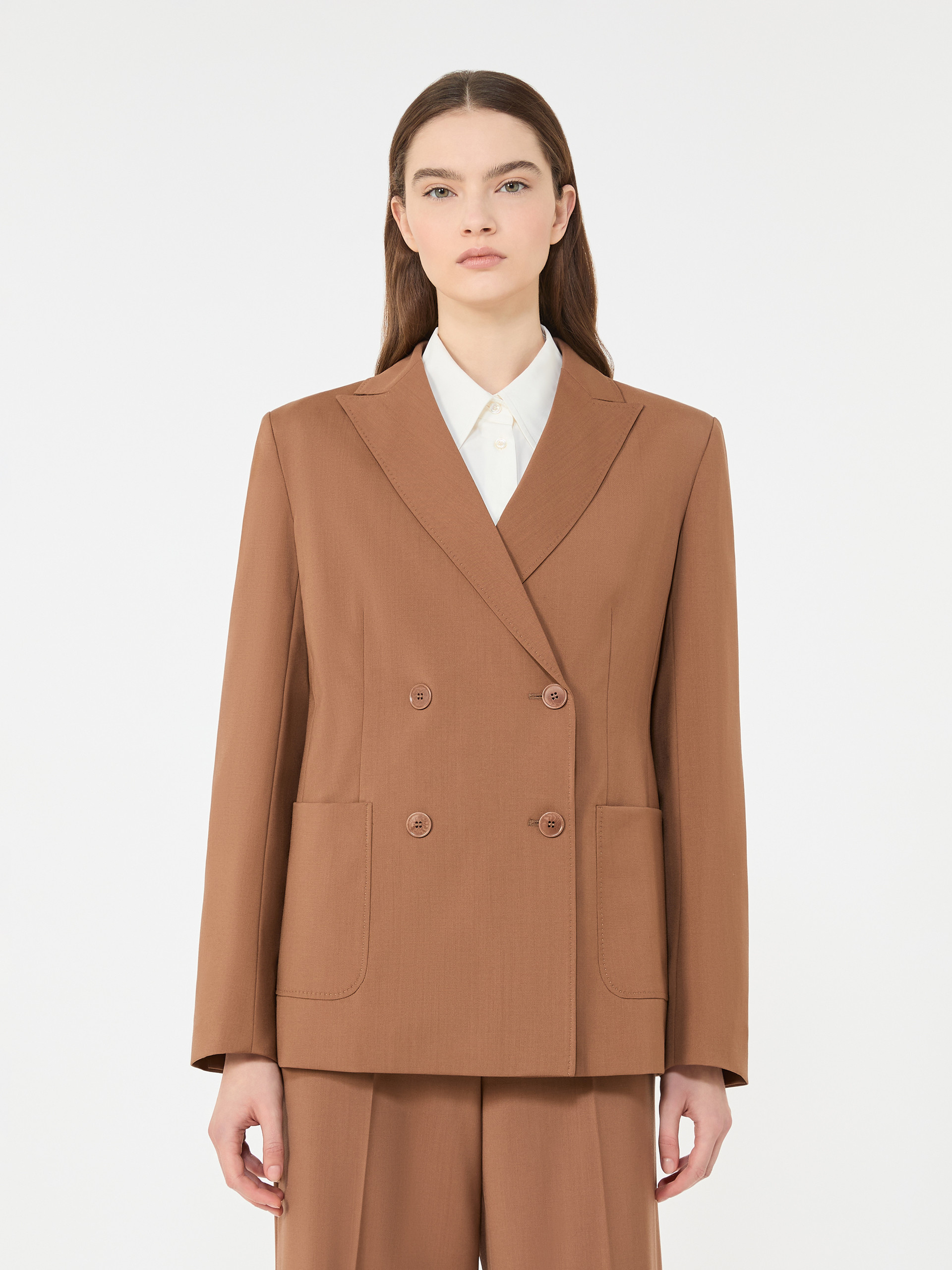 Double-breasted stretch wool blazer - TOBACCO - Weekend Max Mara - 2