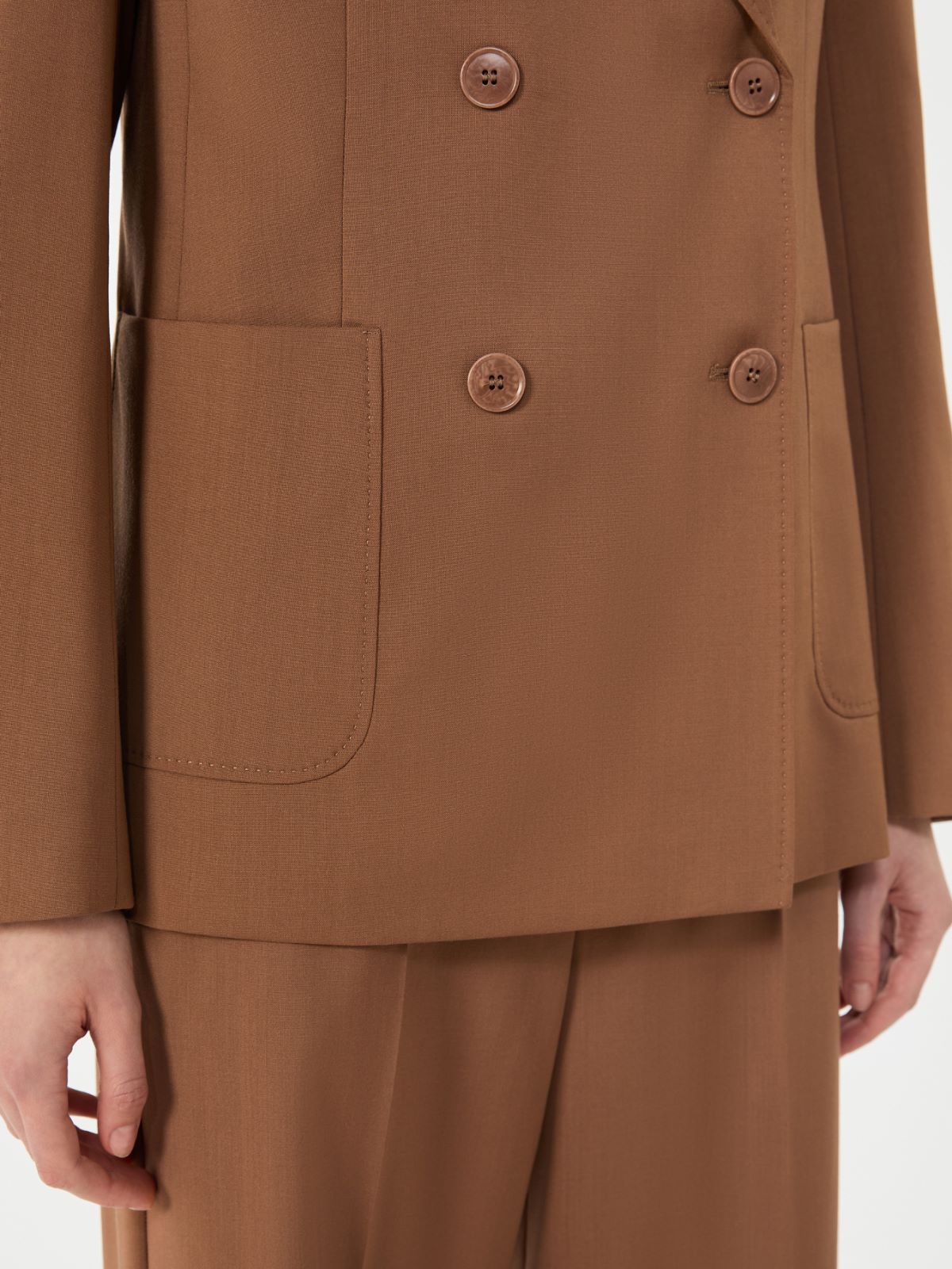 Double-breasted stretch wool blazer - TOBACCO - Weekend - 5