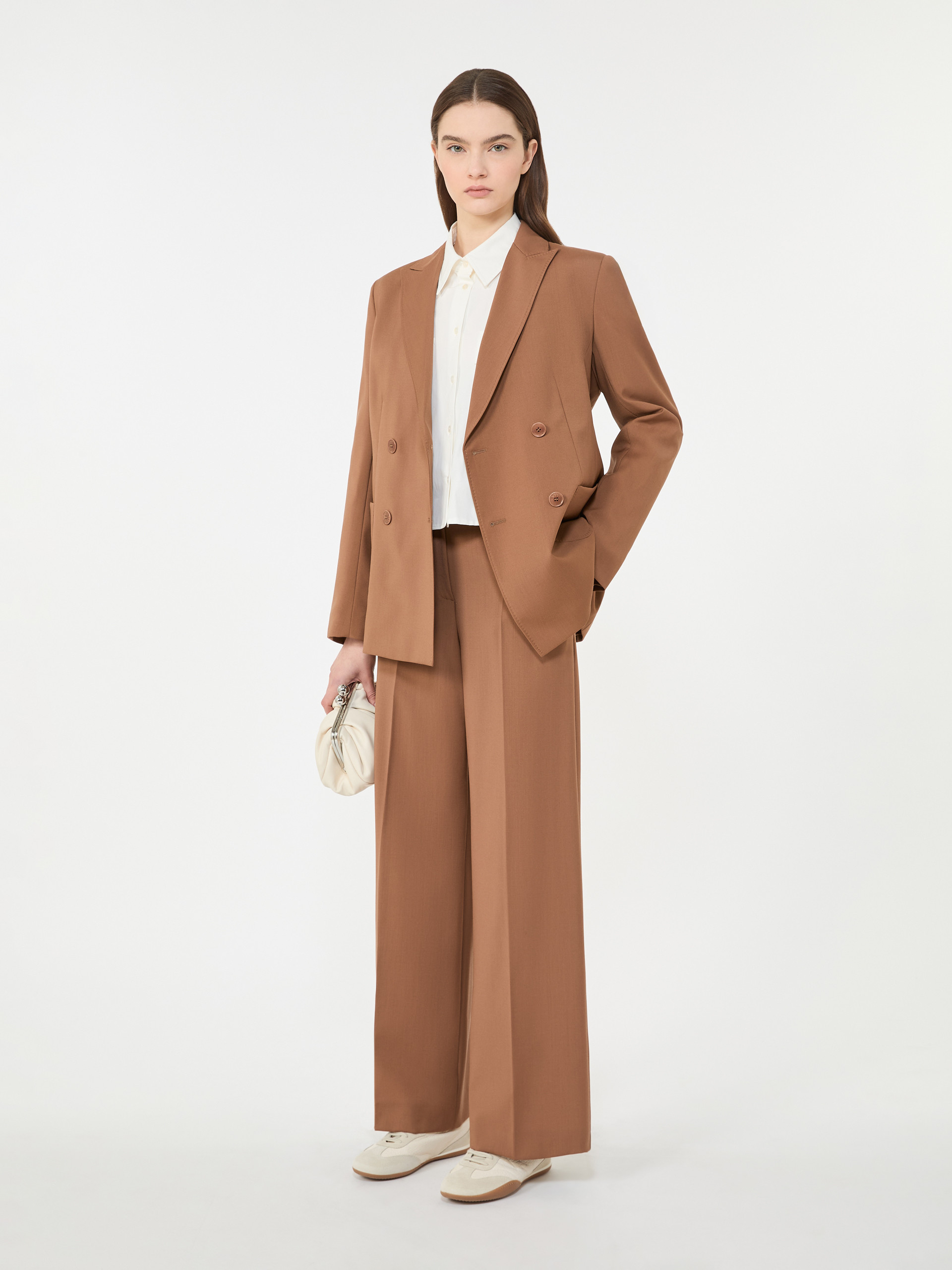 Double-breasted stretch wool blazer - TOBACCO - Weekend Max Mara