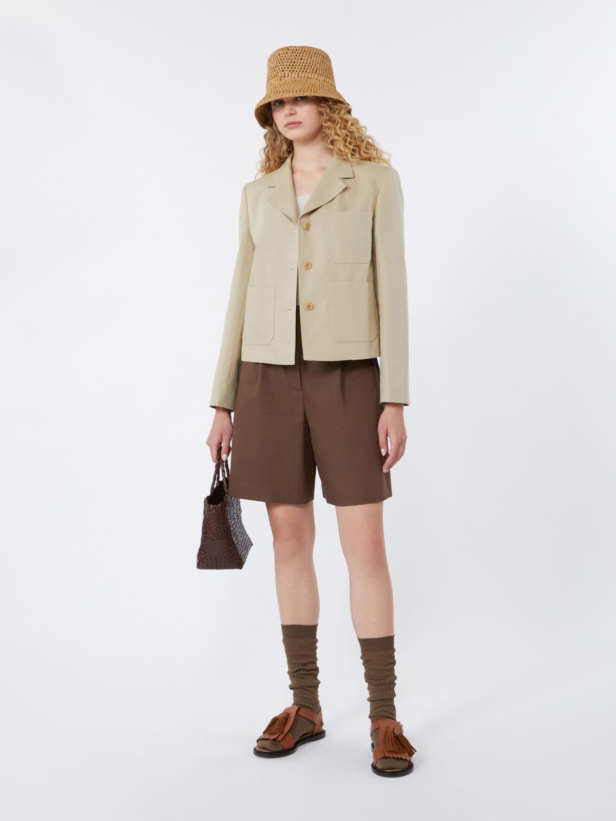 Giacca monopetto in canvas di cotone e lino - SABBIA - Weekend