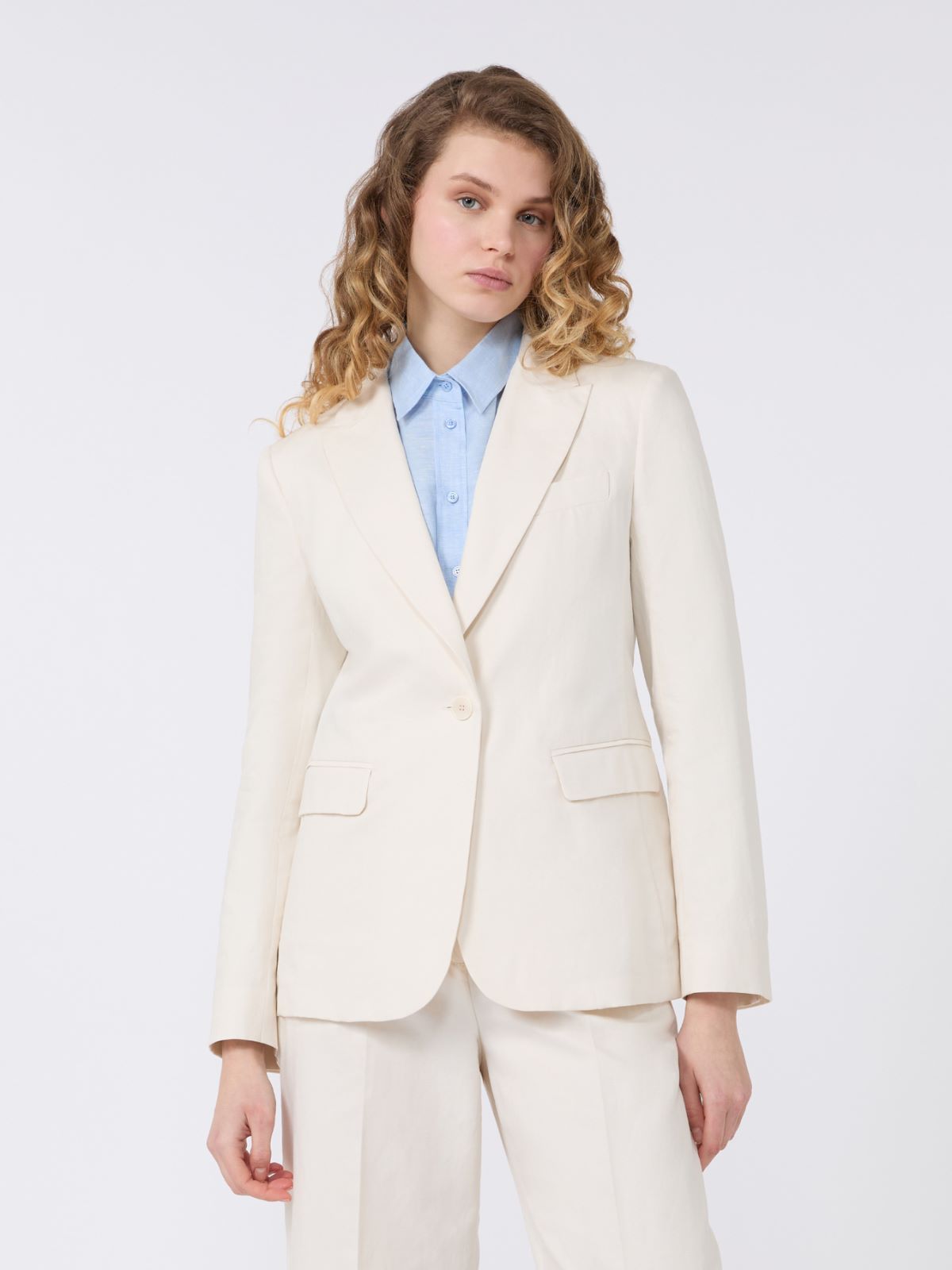 Linen and cotton canvas blazer - ECRU - Weekend - 2