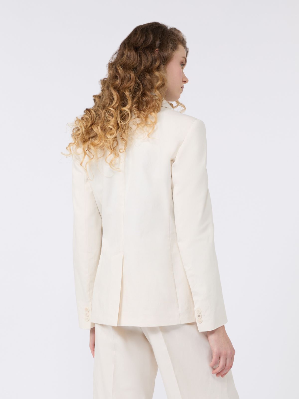 Linen and cotton canvas blazer - ECRU - Weekend - 3