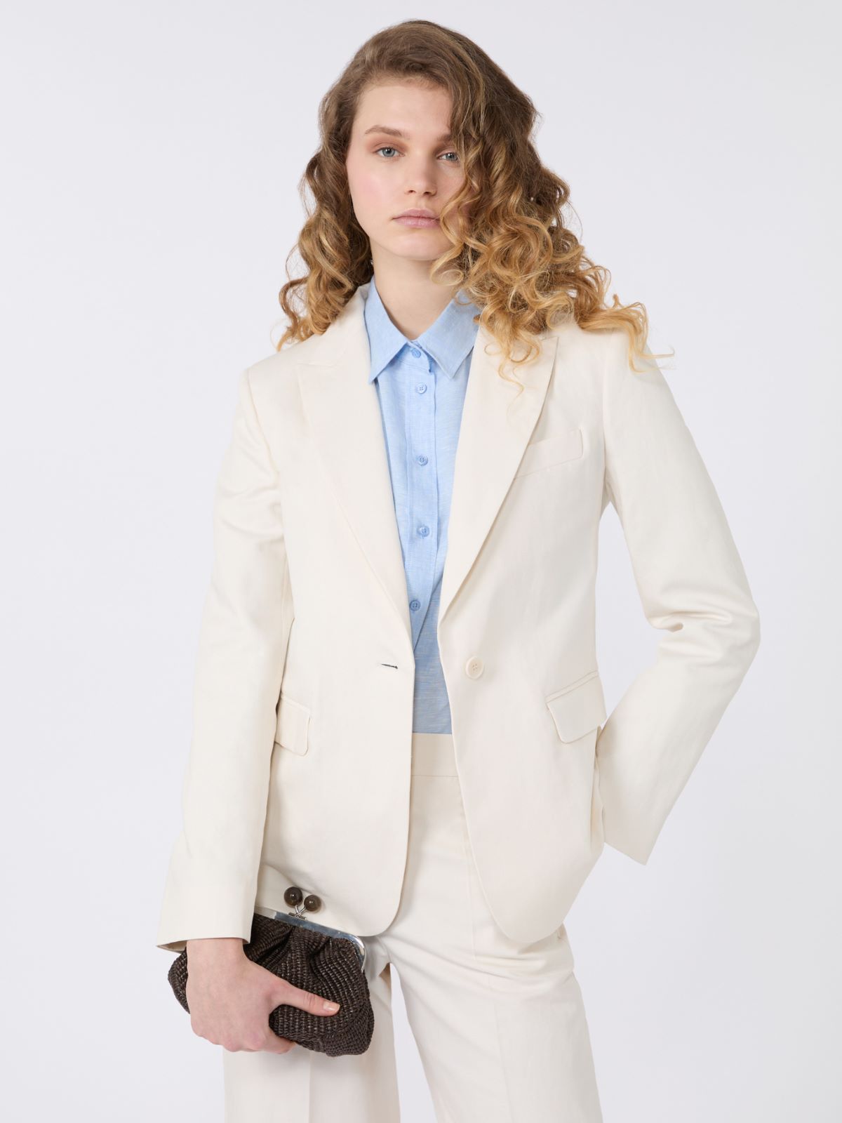 Linen and cotton canvas blazer - ECRU - Weekend - 4