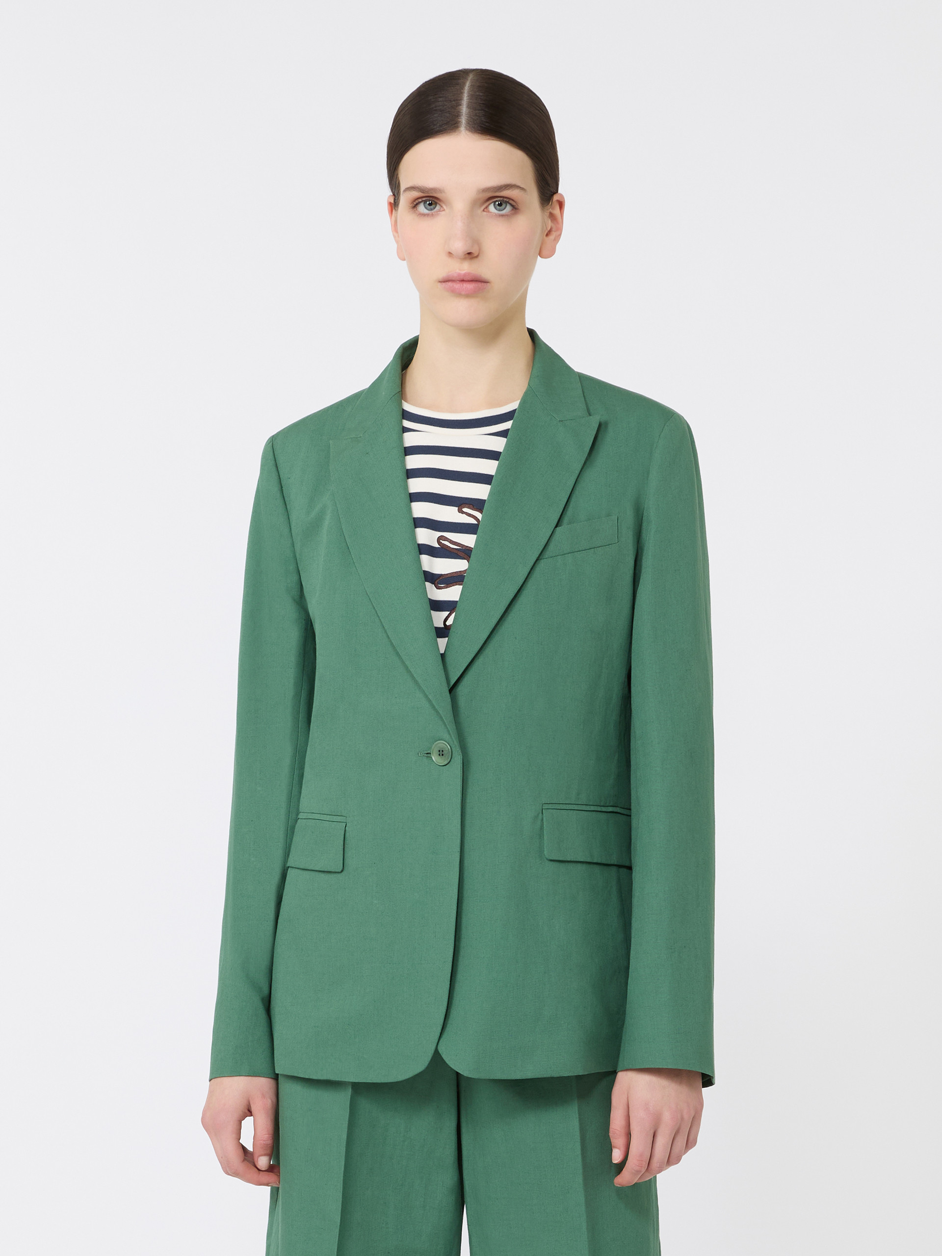 Linen and cotton canvas blazer - GREEN - Weekend Max Mara - 2