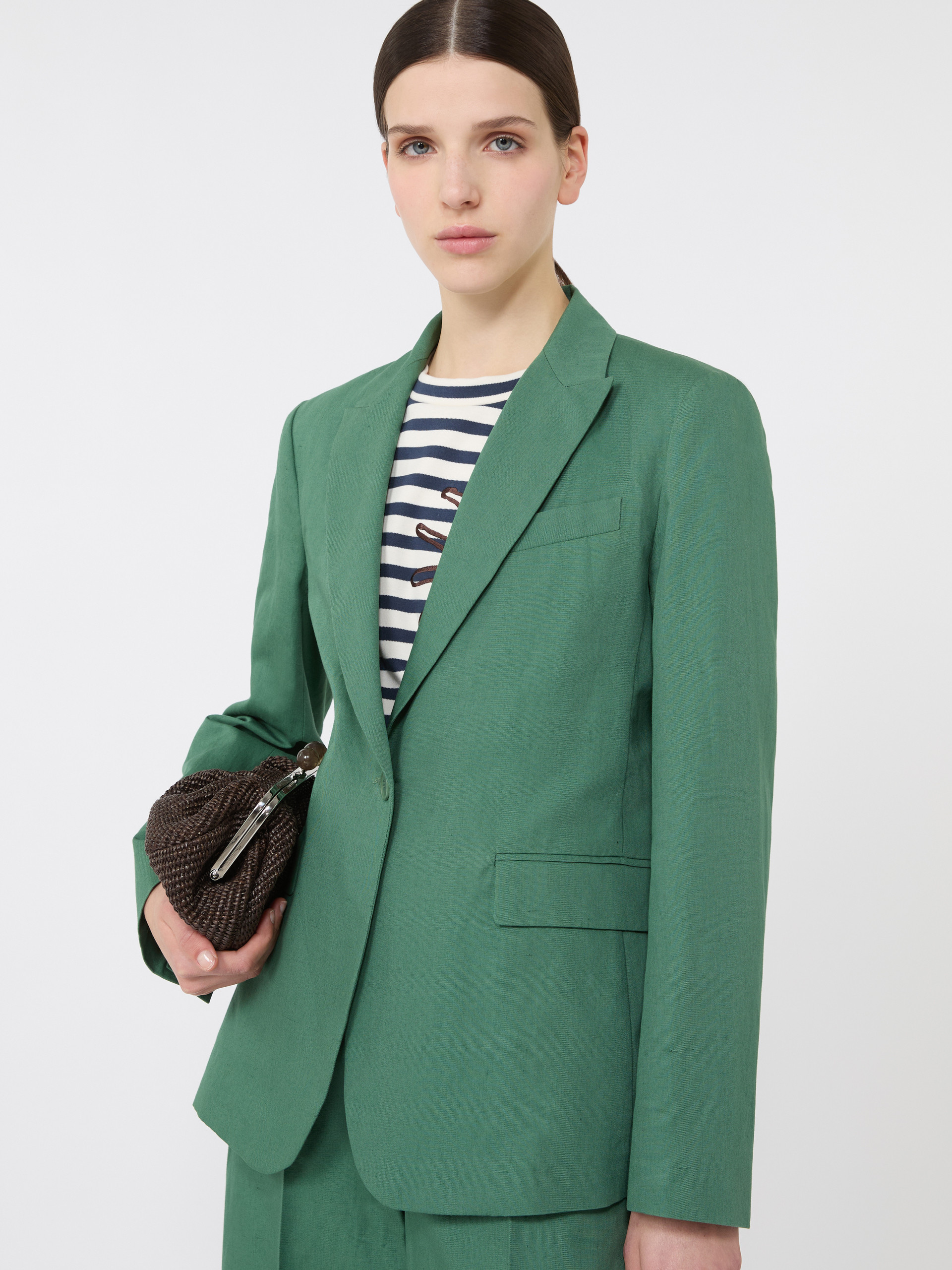 Linen and cotton canvas blazer - GREEN - Weekend Max Mara - 4