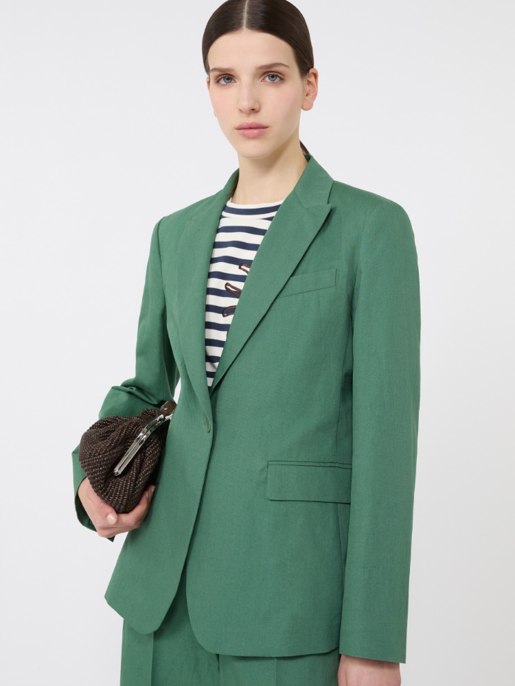 Linen and cotton canvas blazer - GREEN - Weekend