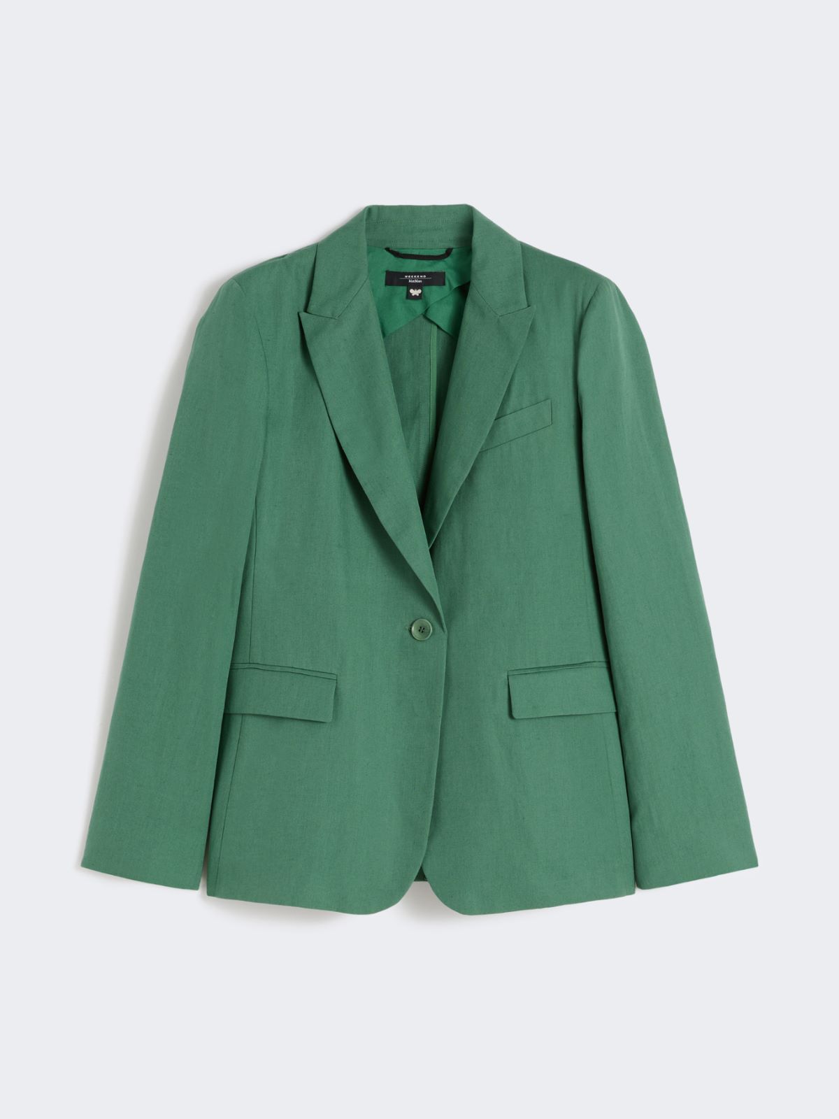 Blazer in canvas di cotone e lino - VERDE - Weekend - 5