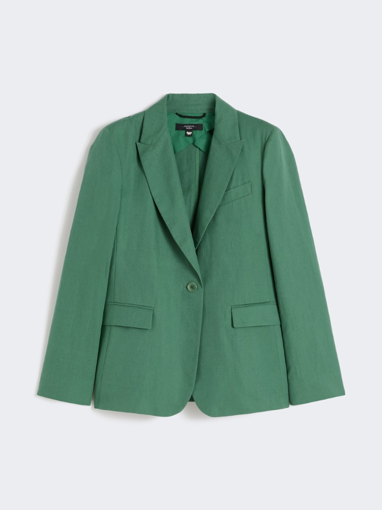 Blazer in canvas di cotone e lino - VERDE - Weekend - 6