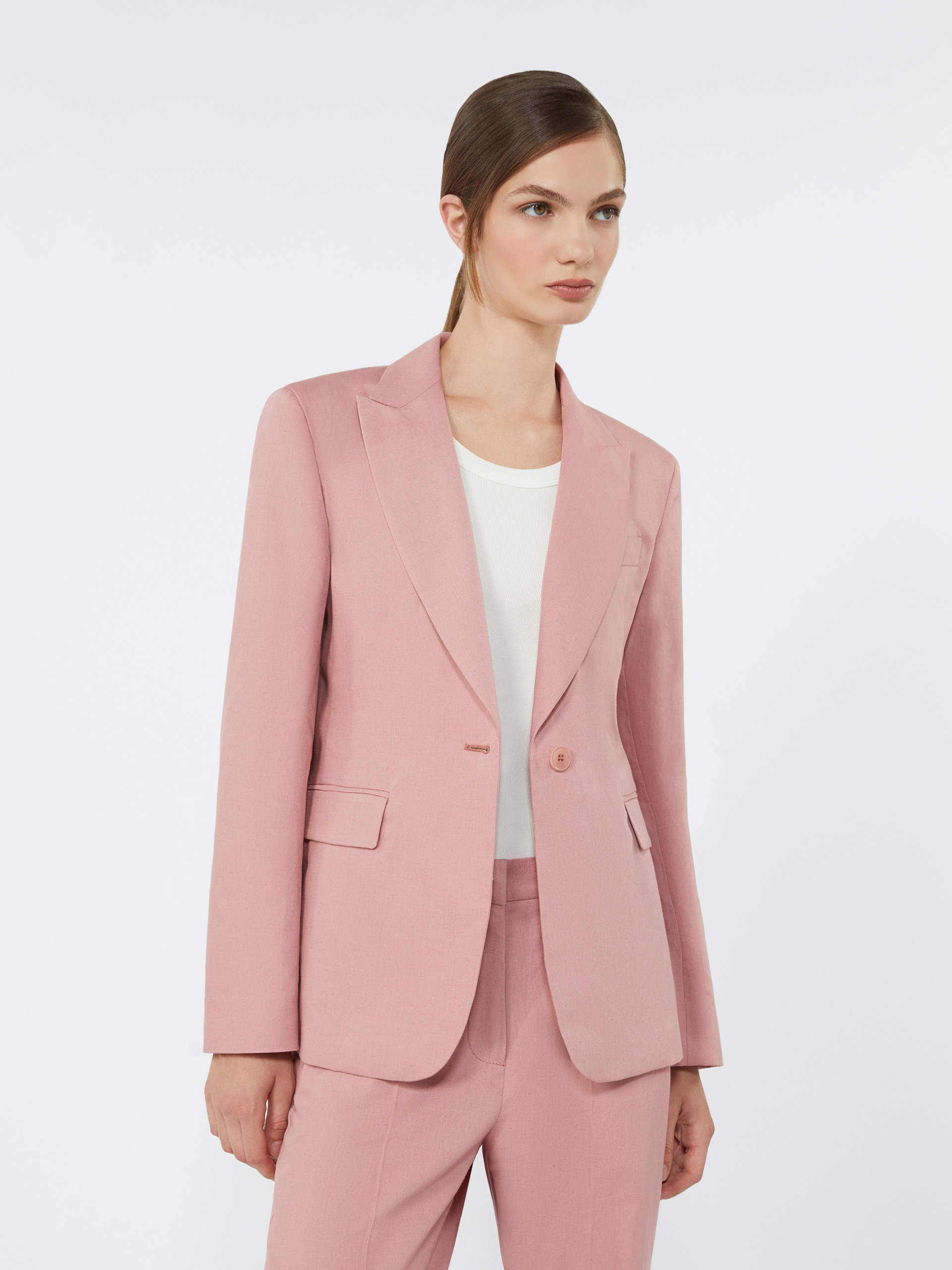 Linen and cotton canvas blazer - ANTIQUE ROSE - Weekend Max Mara - 4