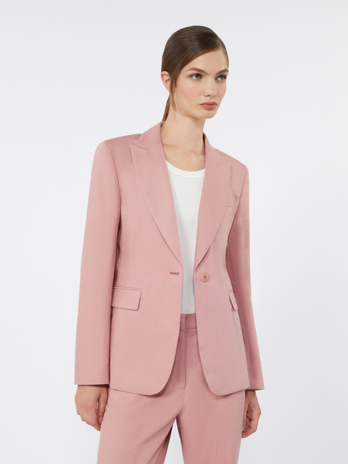 Blazer in canvas di cotone e lino - ROSA ANTICO - Weekend - 4