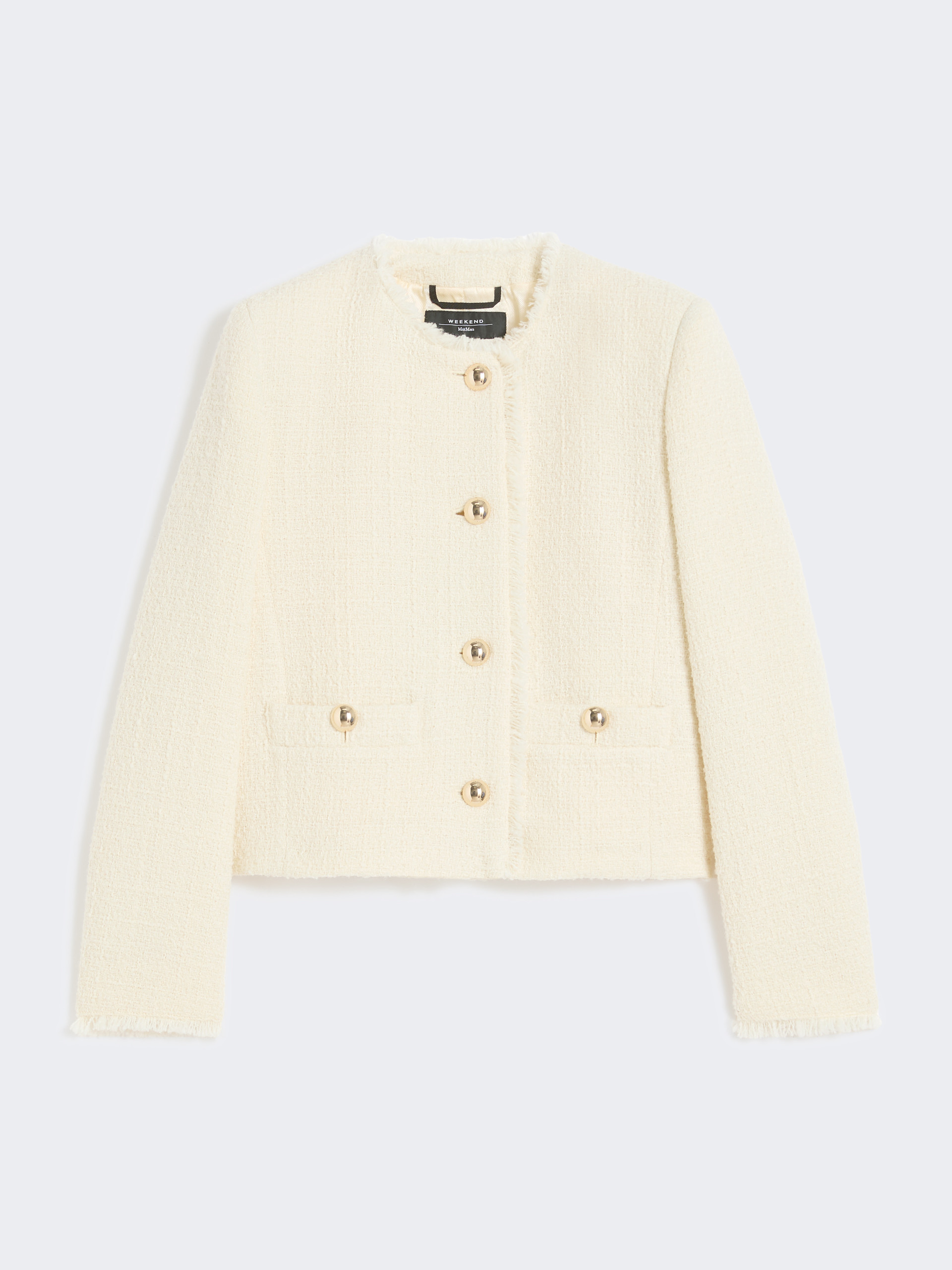 Wool-blend crew-neck jacket, ecru | Weekend Max Mara