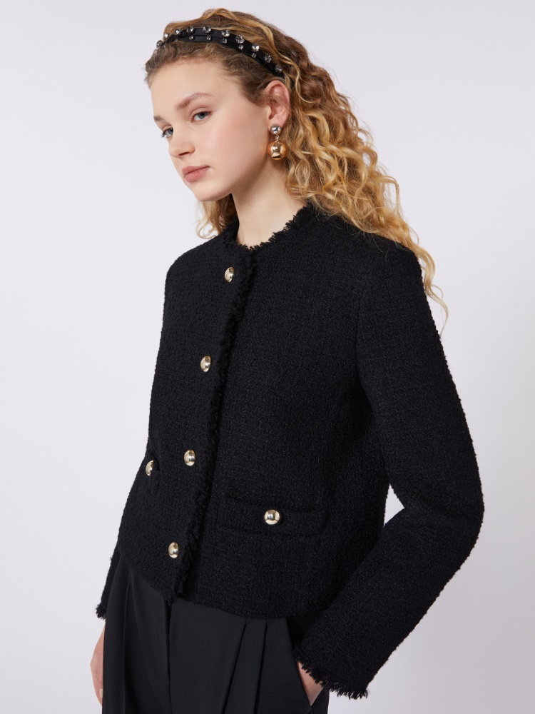 Wool-blend crew-neck jacket - BLACK - Weekend