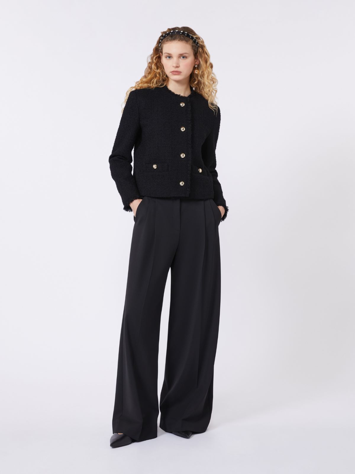 Wool-blend crew-neck jacket - BLACK - Weekend