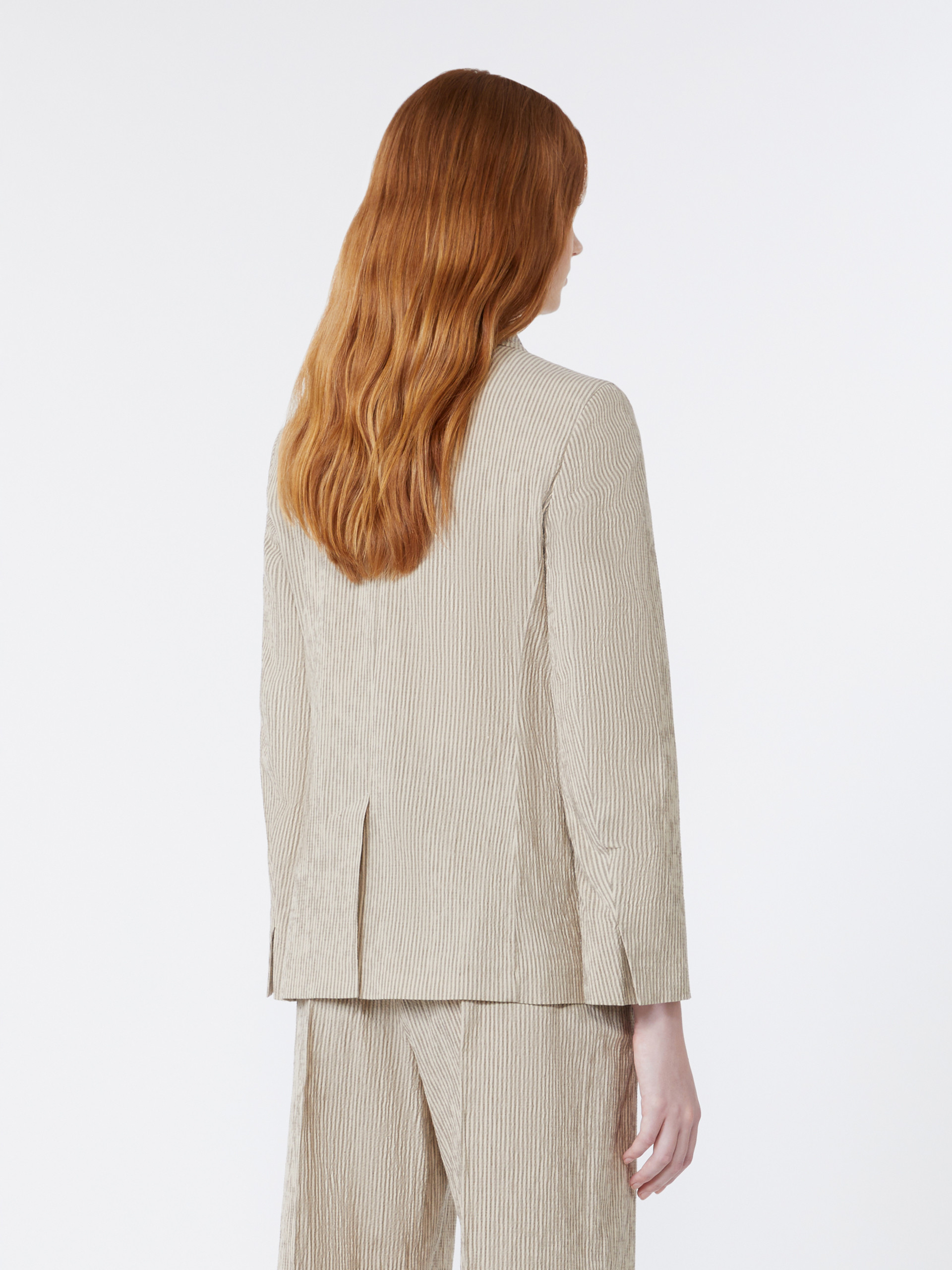 Cotton and linen seersucker blazer - SAND - Weekend Max Mara - 3