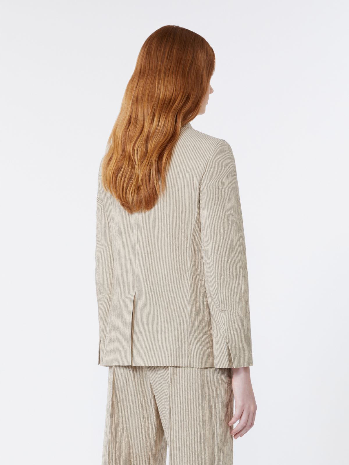 Cotton and linen seersucker blazer - SAND - Weekend - 3