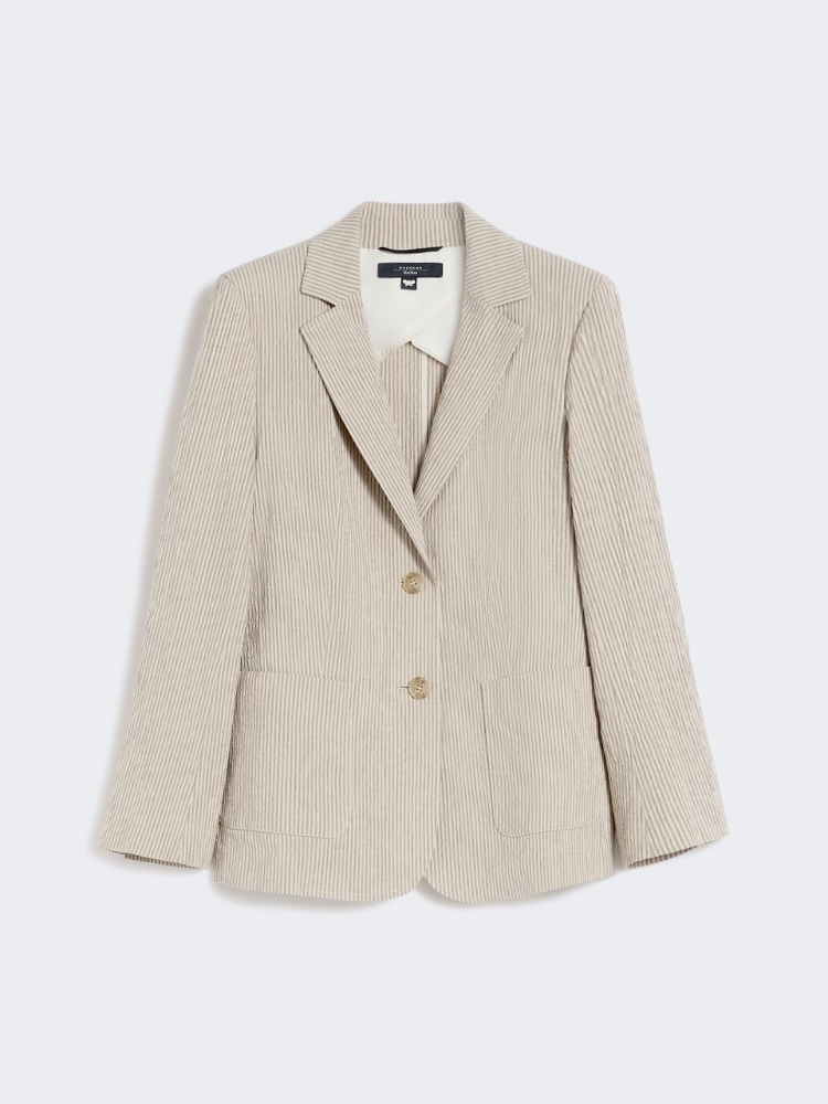 Cotton and linen seersucker blazer - SAND - Weekend - 2