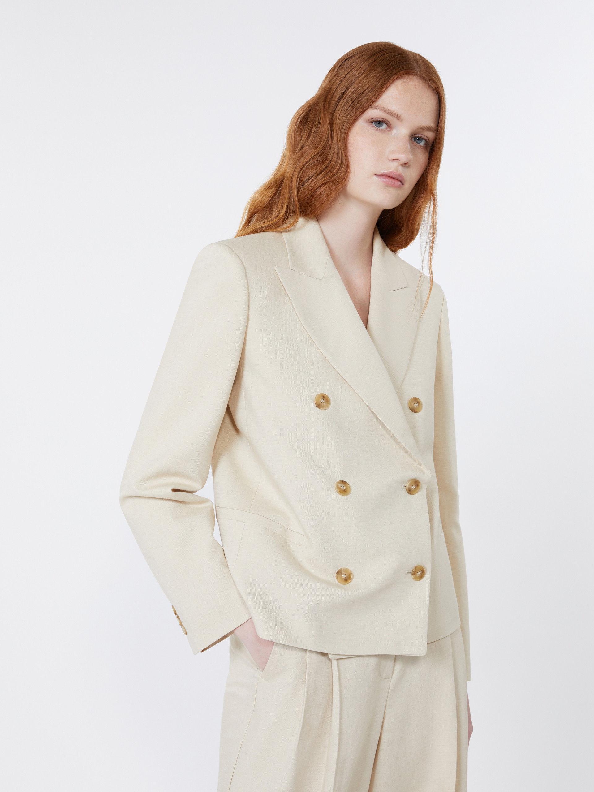 Viscose and linen blazer - BEIGE - Weekend Max Mara - 4