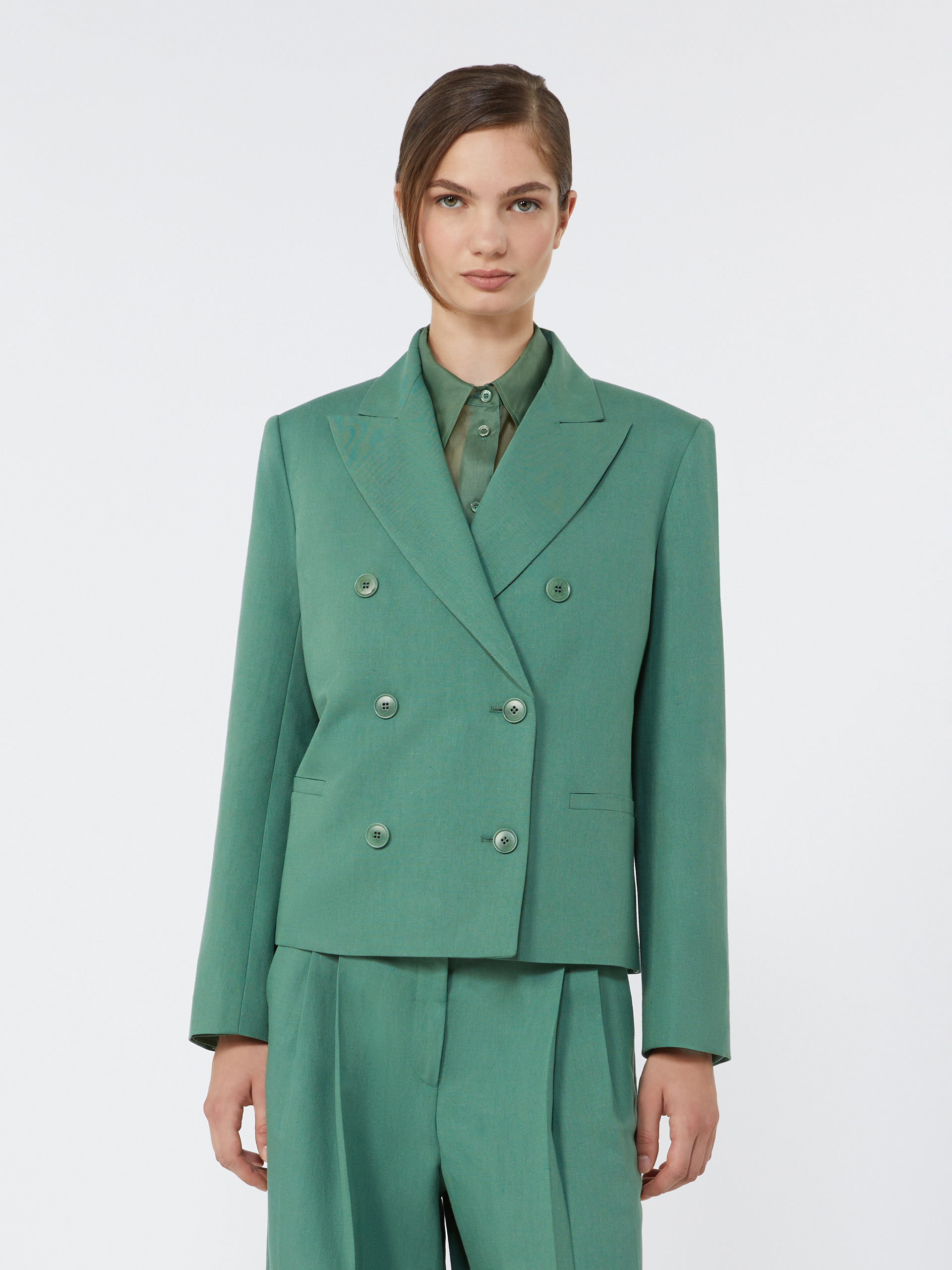 Viscose and linen blazer - GREEN - Weekend Max Mara - 2