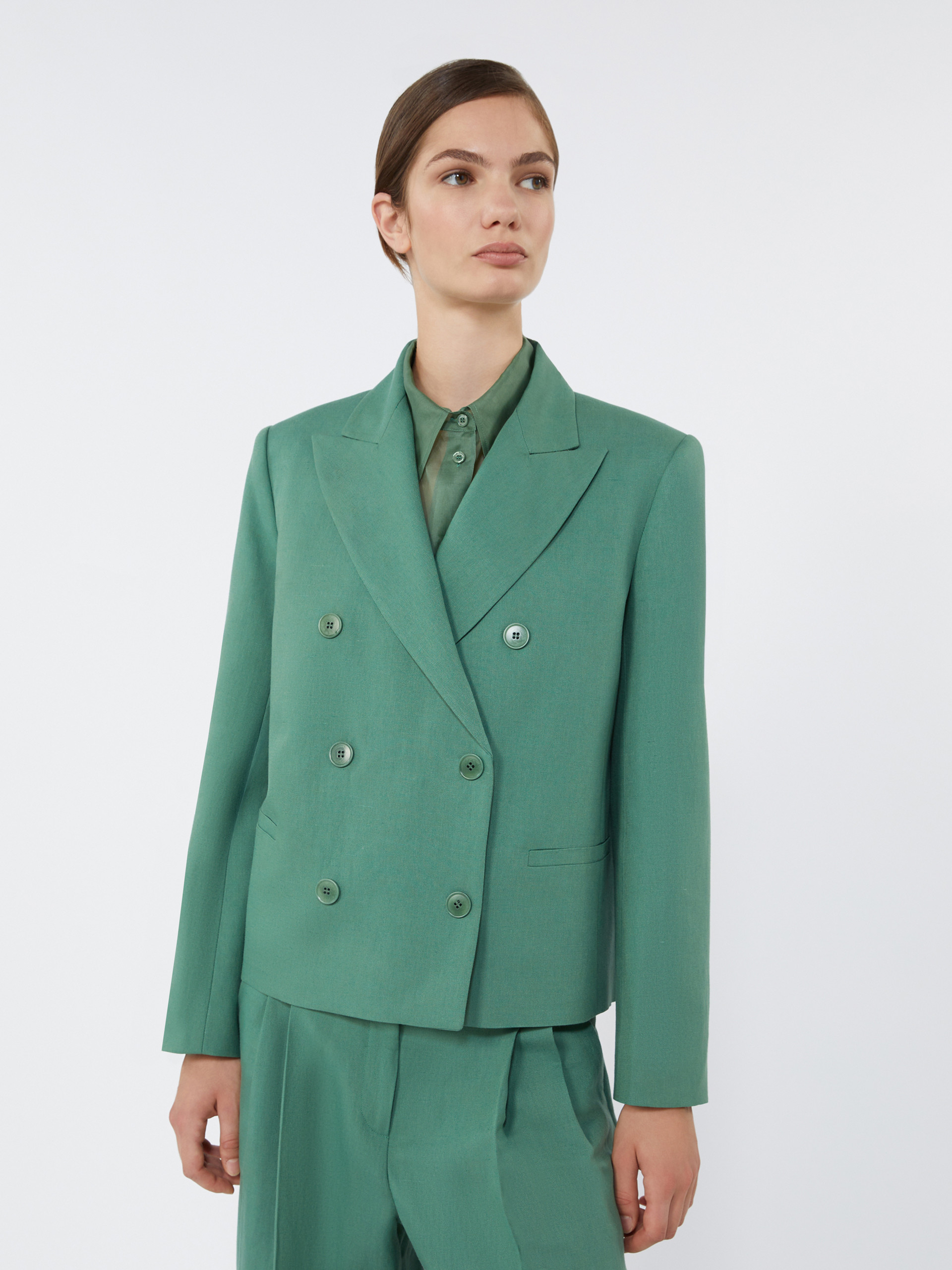 Viscose and linen blazer - GREEN - Weekend Max Mara - 4