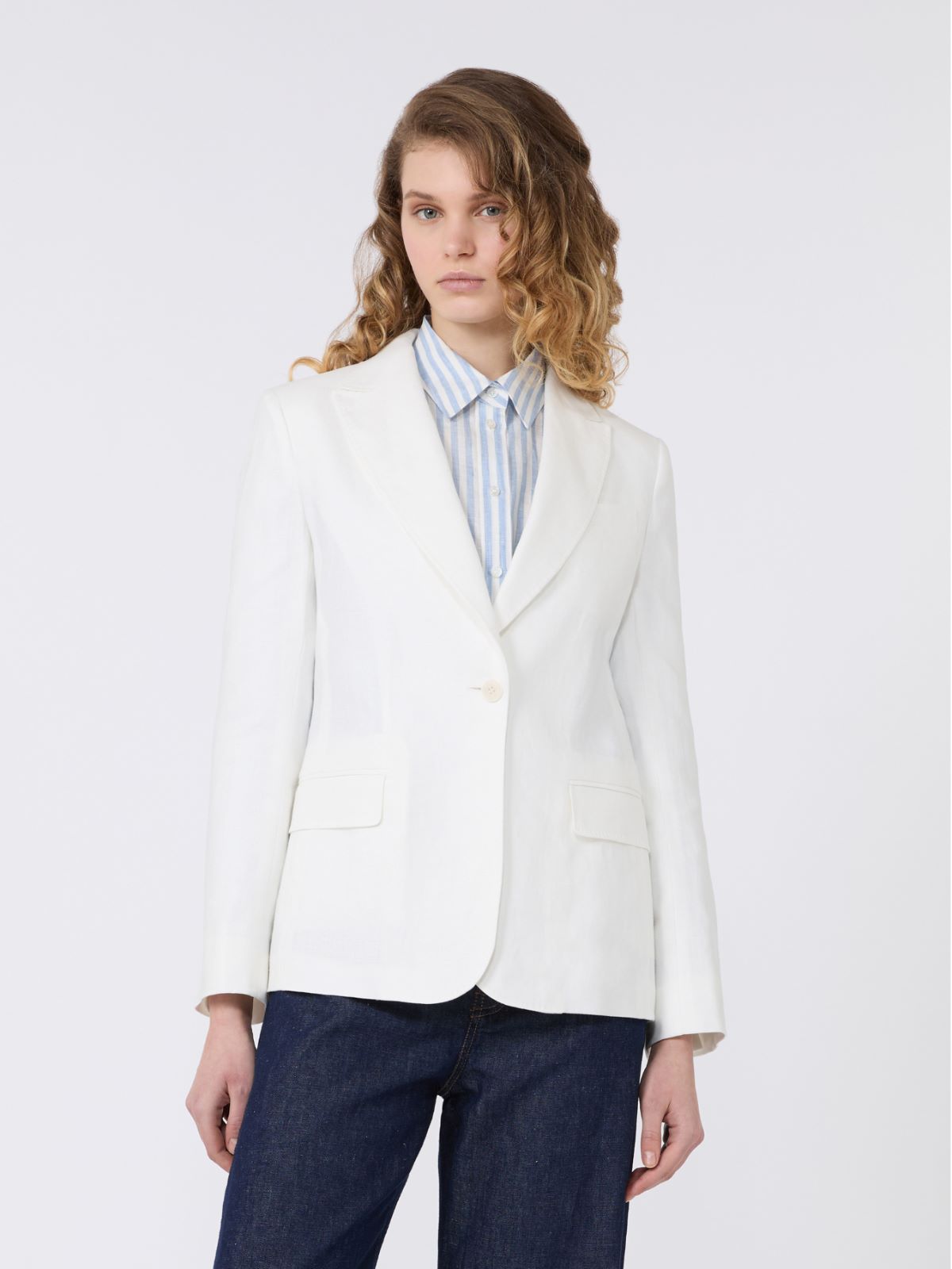 Linen canvas blazer - WHITE - Weekend - 2