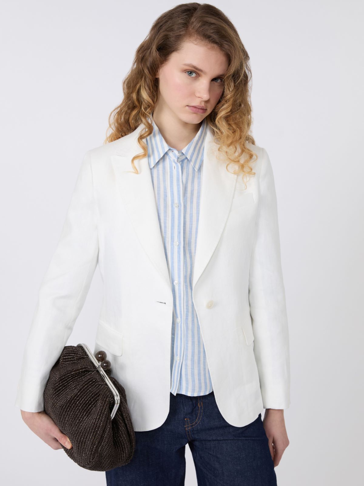 Linen canvas blazer - WHITE - Weekend - 4