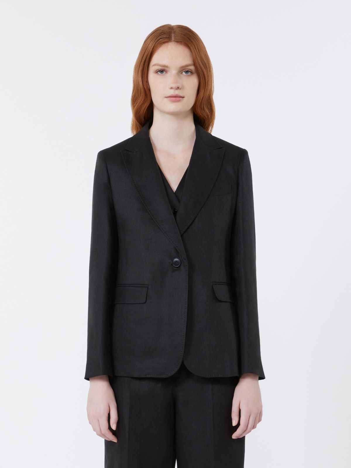 Linen canvas blazer - BLACK - Weekend - 2