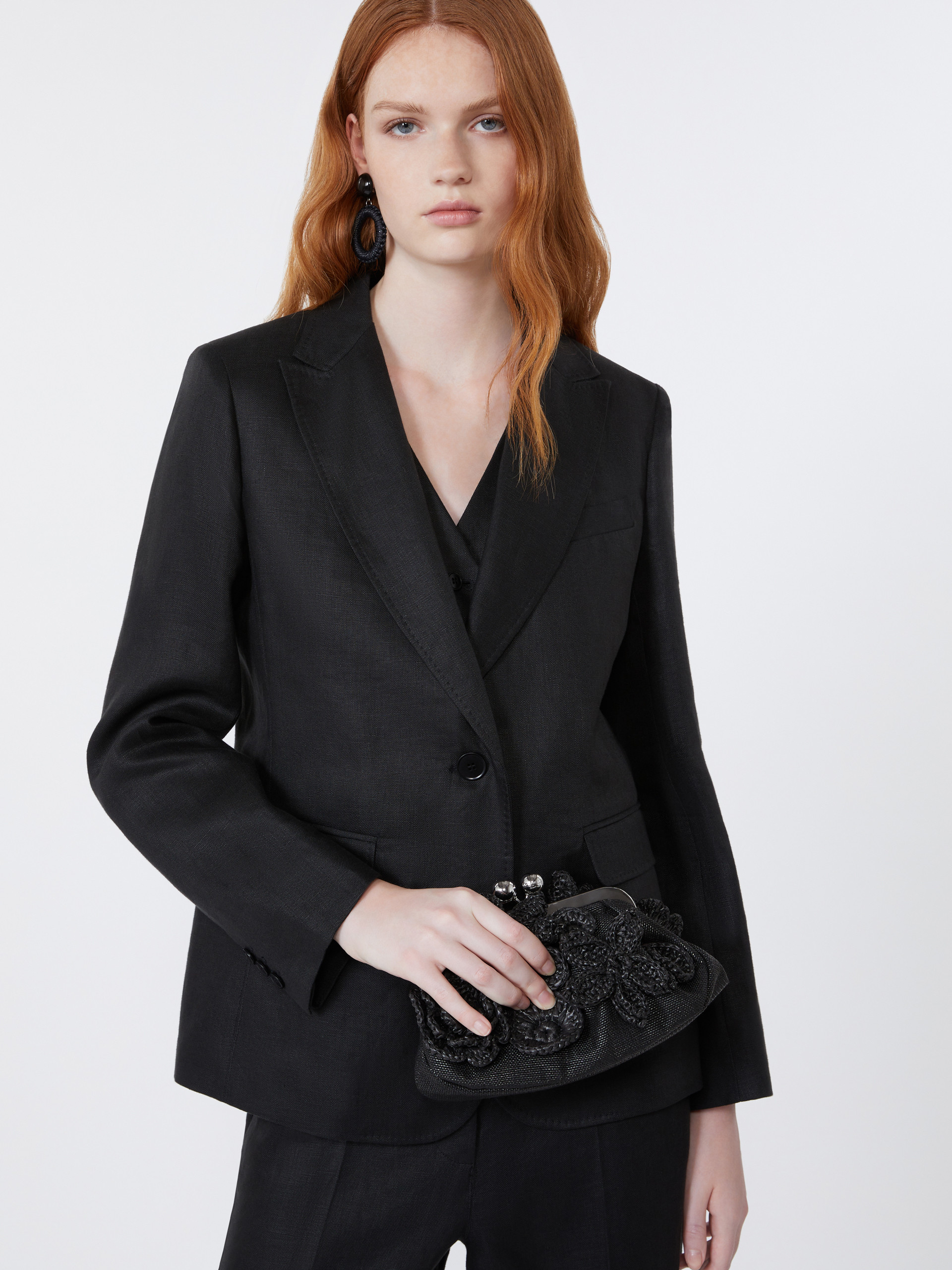 Linen canvas blazer - BLACK - Weekend Max Mara - 4
