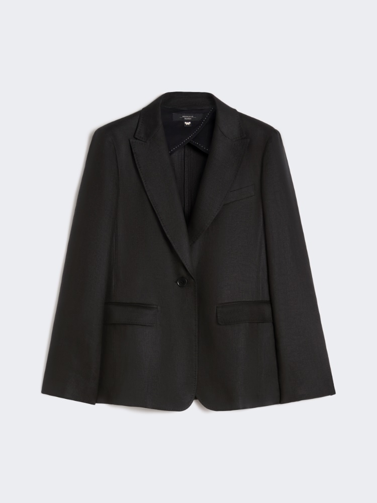 Linen canvas blazer - BLACK - Weekend - 6